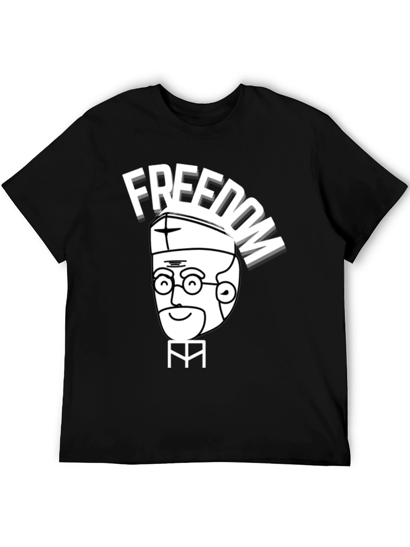 Freedom Cartoon Graphic Black T-Shirt