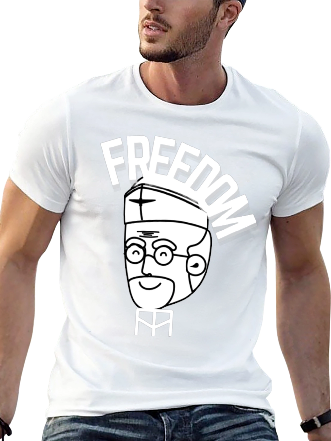 Freedom Cartoon Graphic Black T-Shirt
