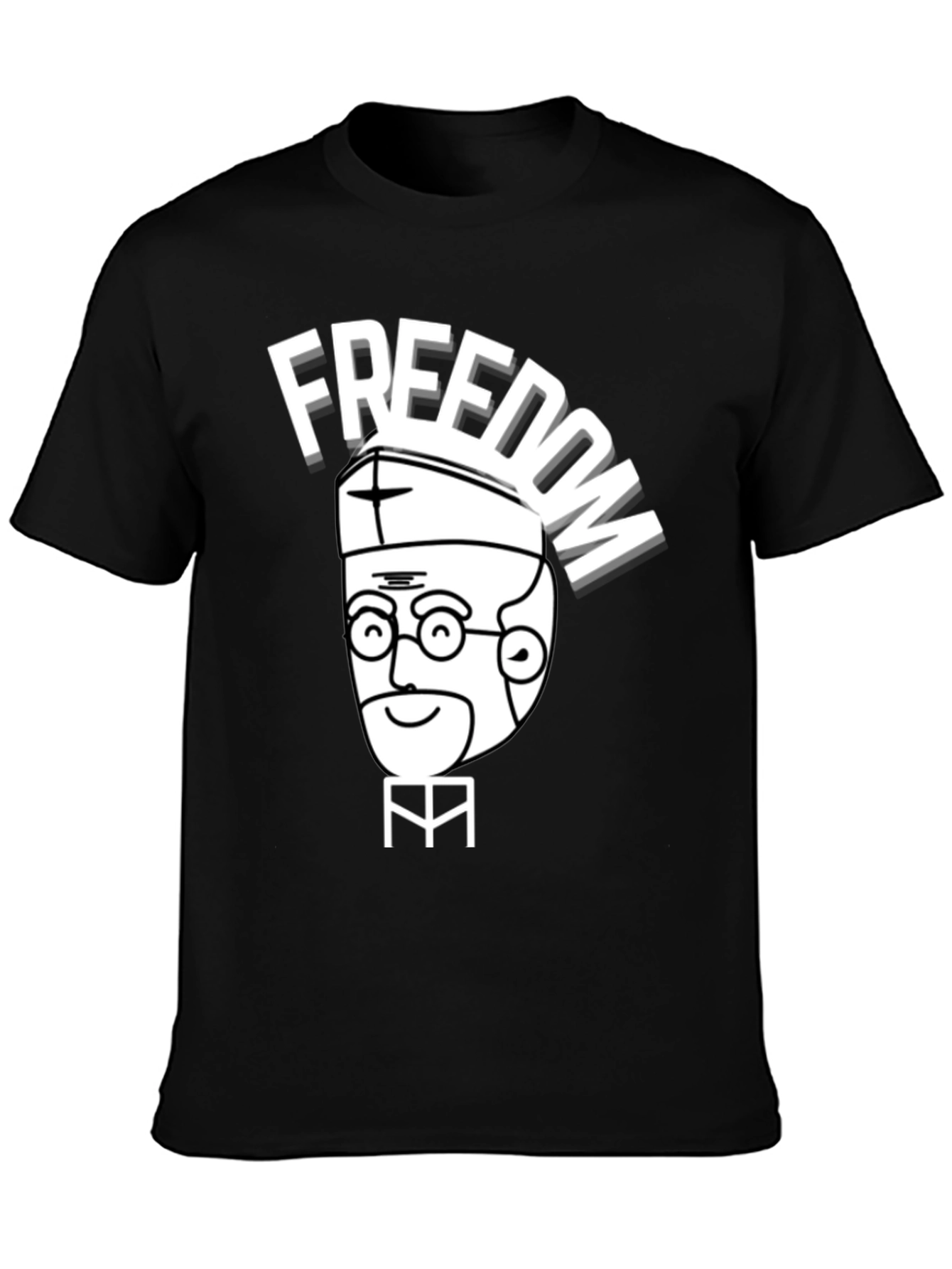 Freedom Cartoon Graphic Black T-Shirt