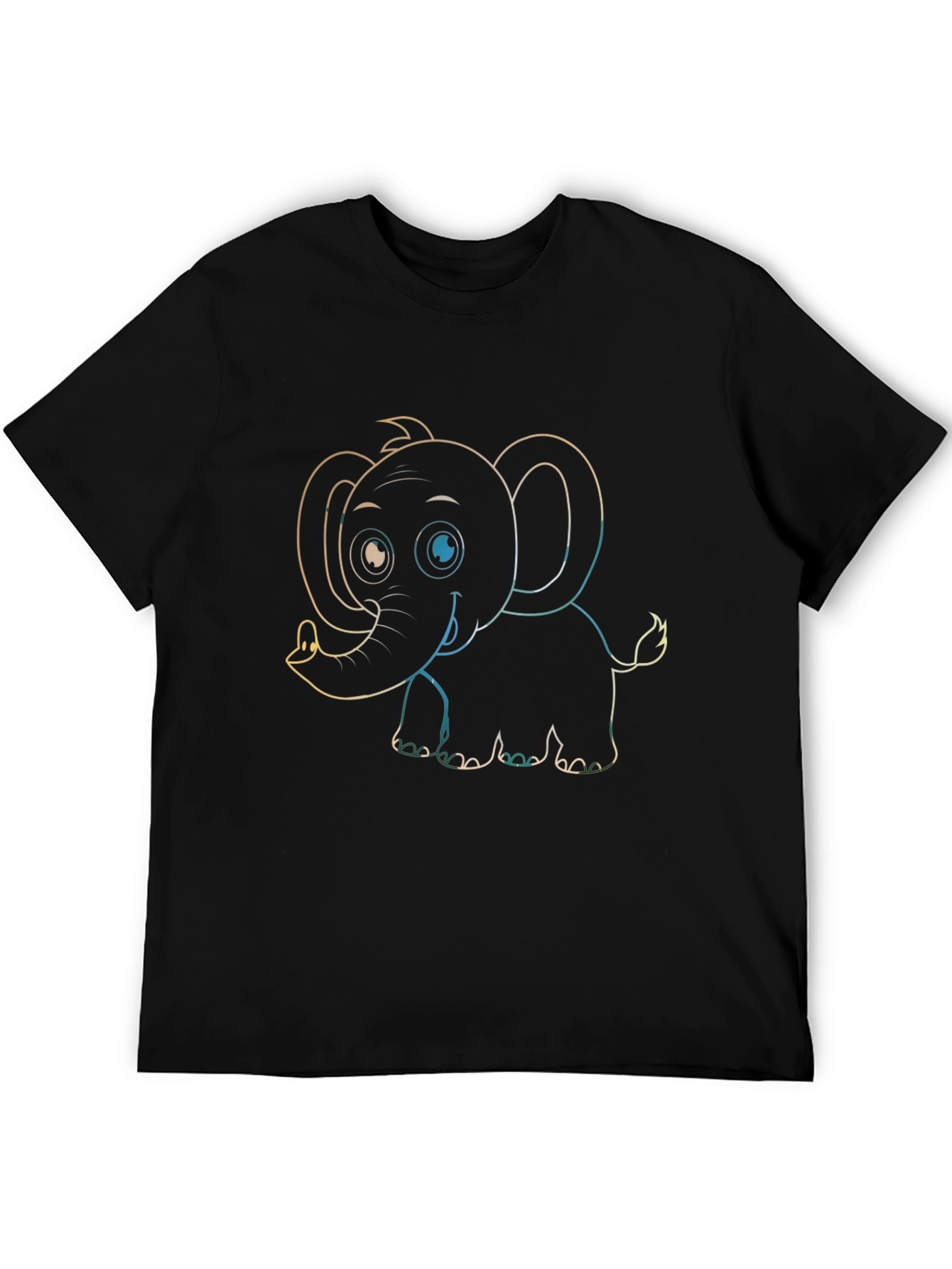 Cute Elephant Graphic Tee - Black Cotton T-Shirt