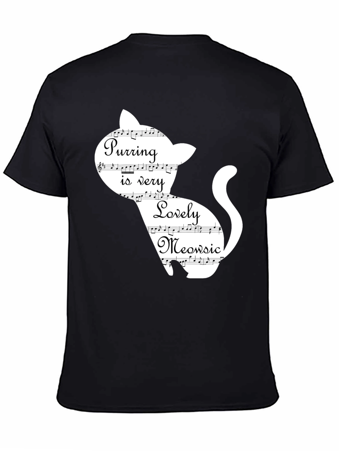Purring Lovely Meowsic Cat Graphic T-Shirt