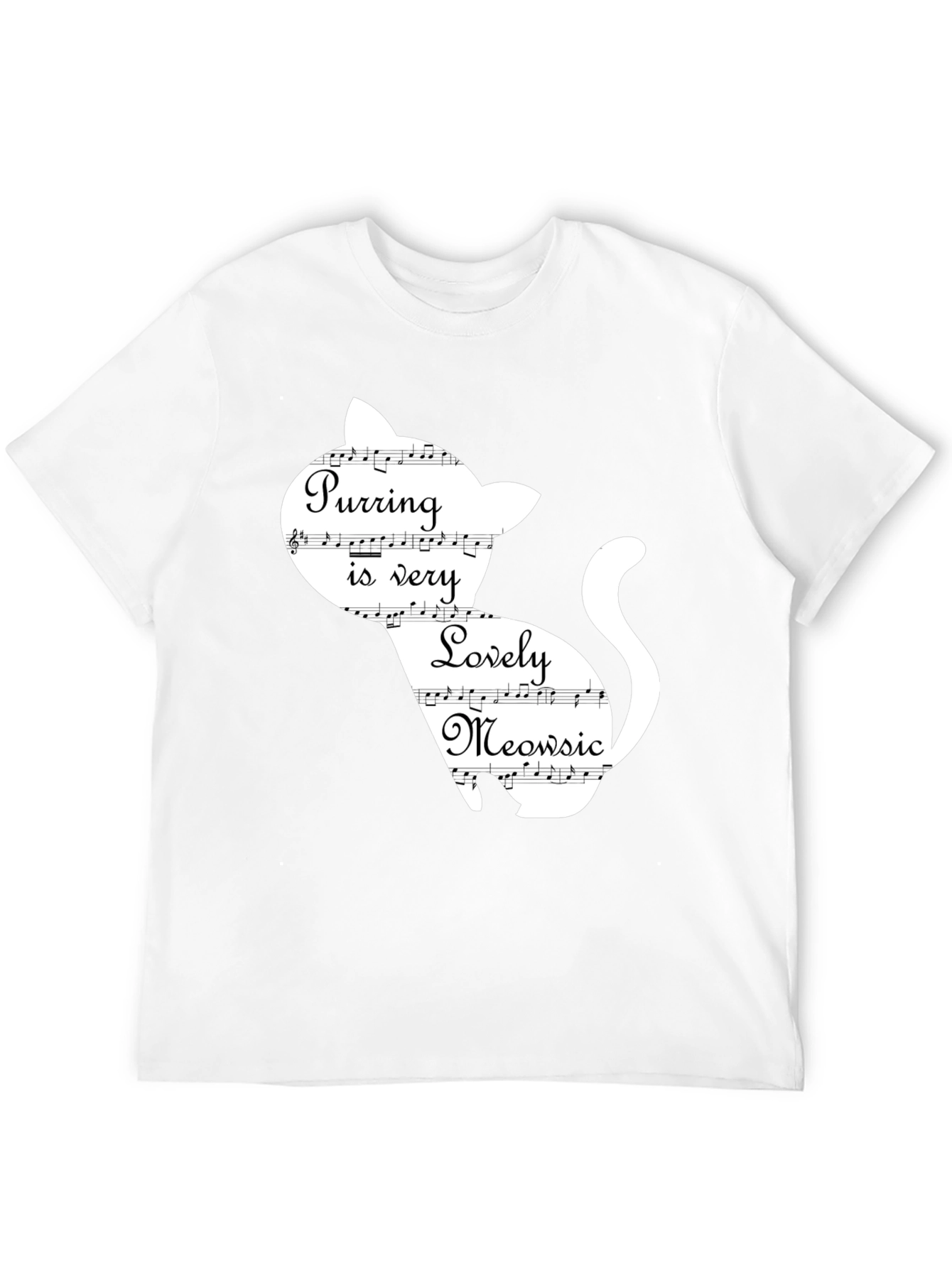 Purring Lovely Meowsic Cat Graphic T-Shirt