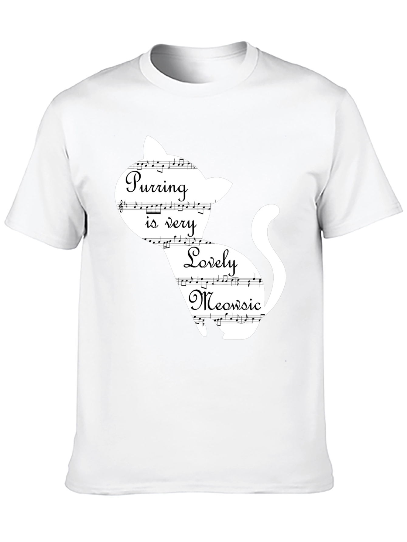 Purring Lovely Meowsic Cat Graphic T-Shirt