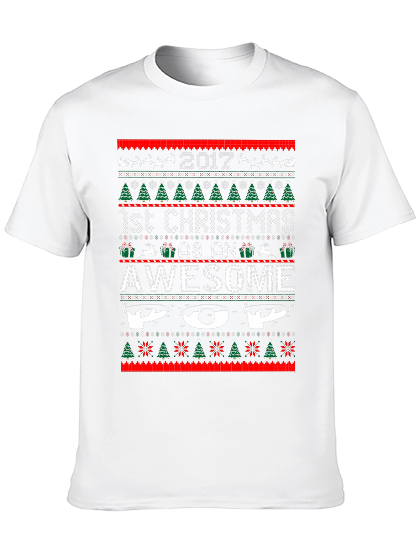 Awesome Pop 1st Christmas 2017 Ugly Sweater Style T-Shirt