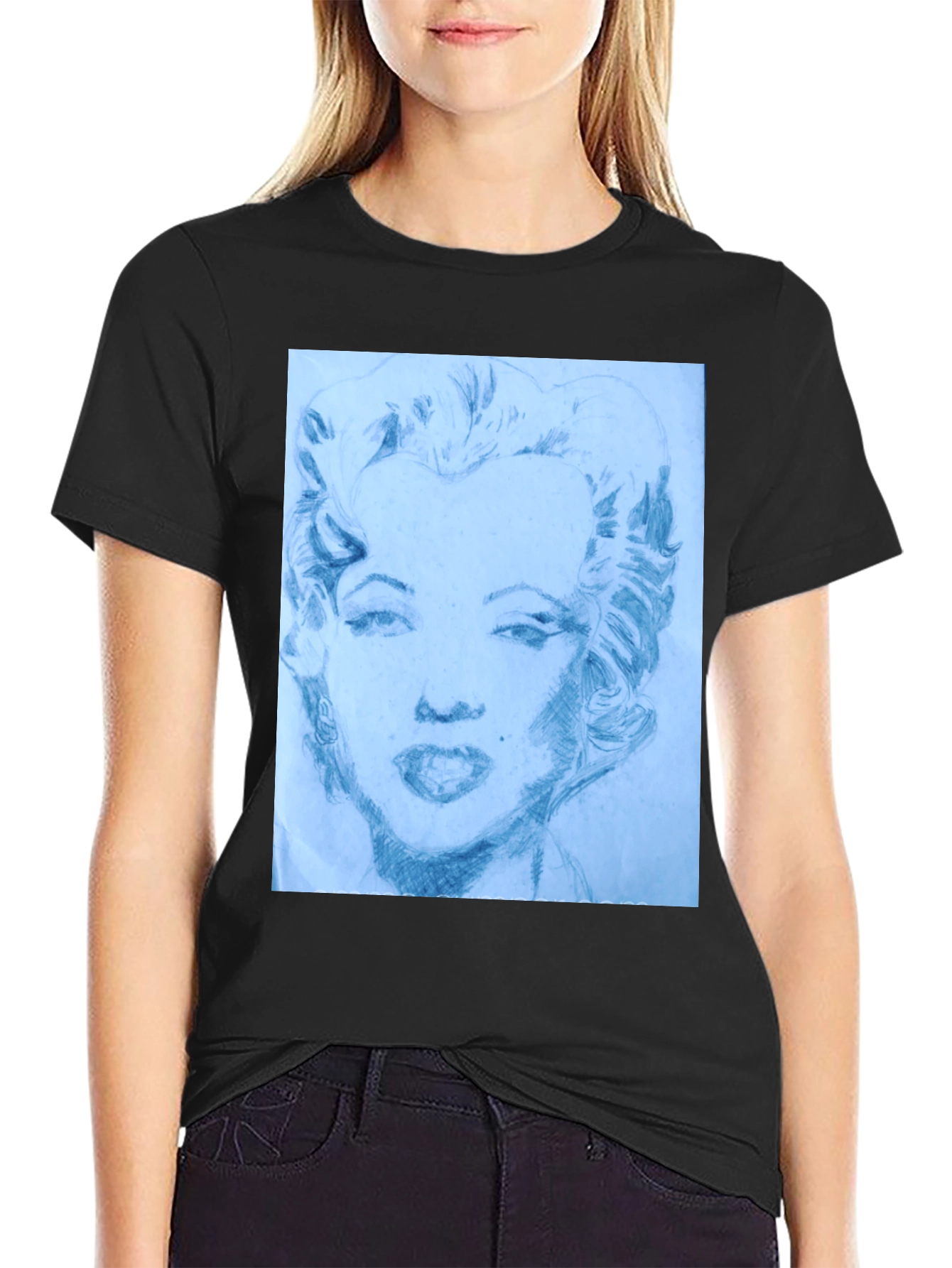 Marilyn Monroe Sketch Black T-Shirt