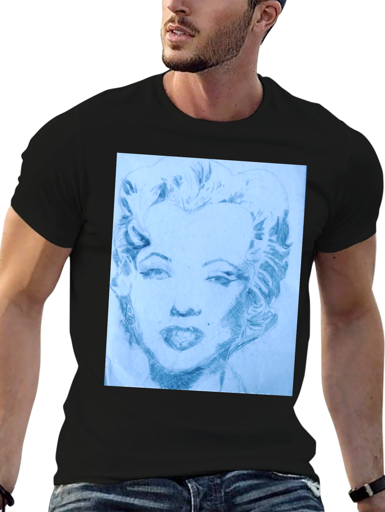Marilyn Monroe Sketch Black T-Shirt