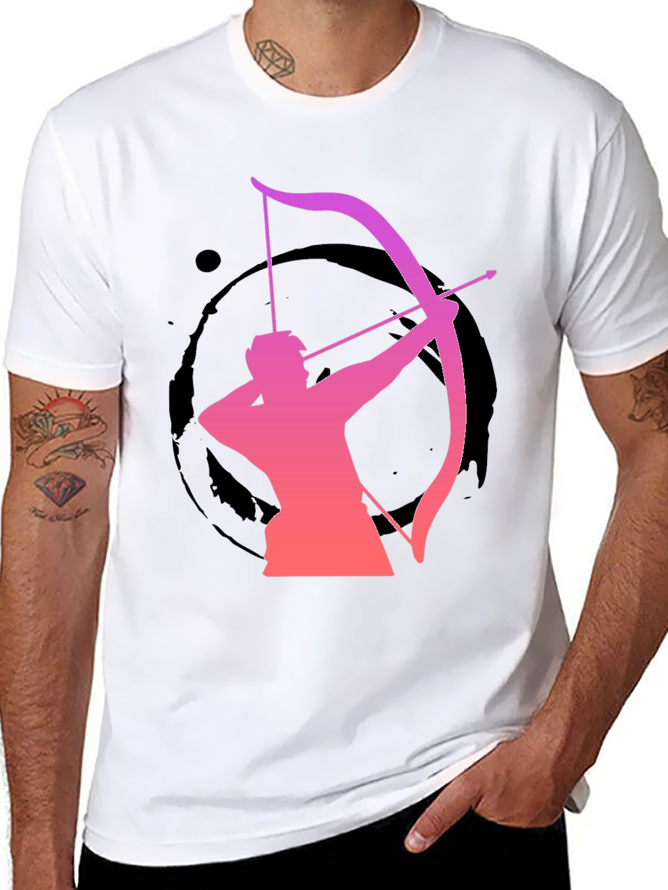 Archery Silhouette Graphic T-Shirt - Black