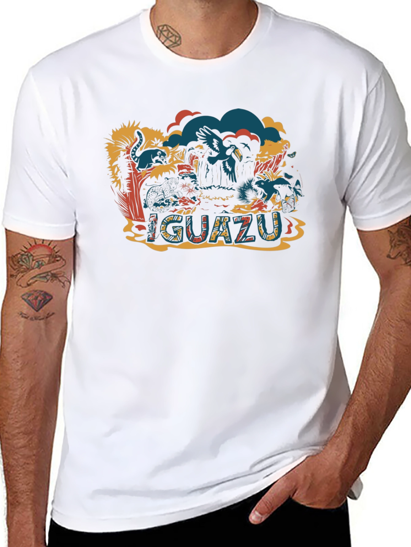 Iguazu Falls Black Graphic T-Shirt - Nature Adventure Tee