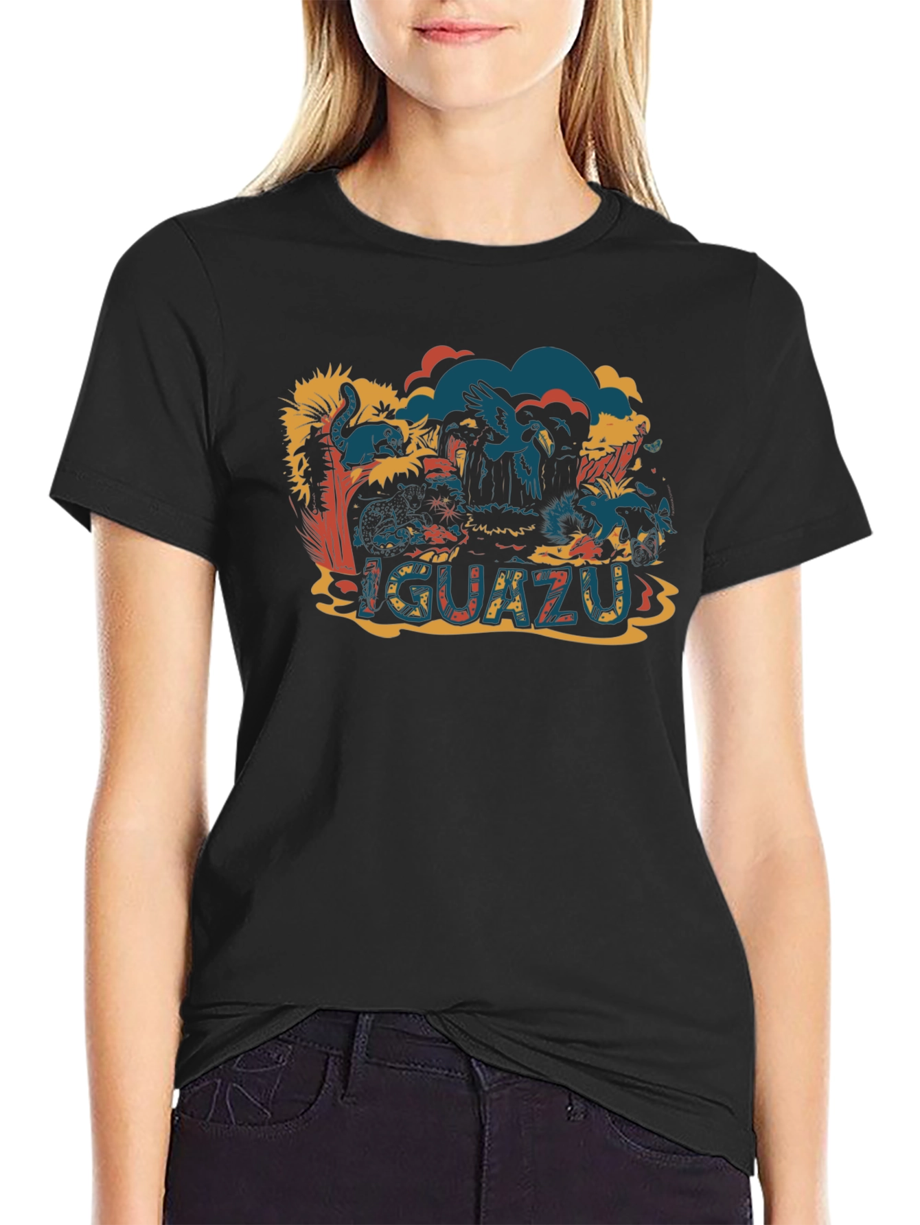 Iguazu Falls Black Graphic T-Shirt - Nature Adventure Tee