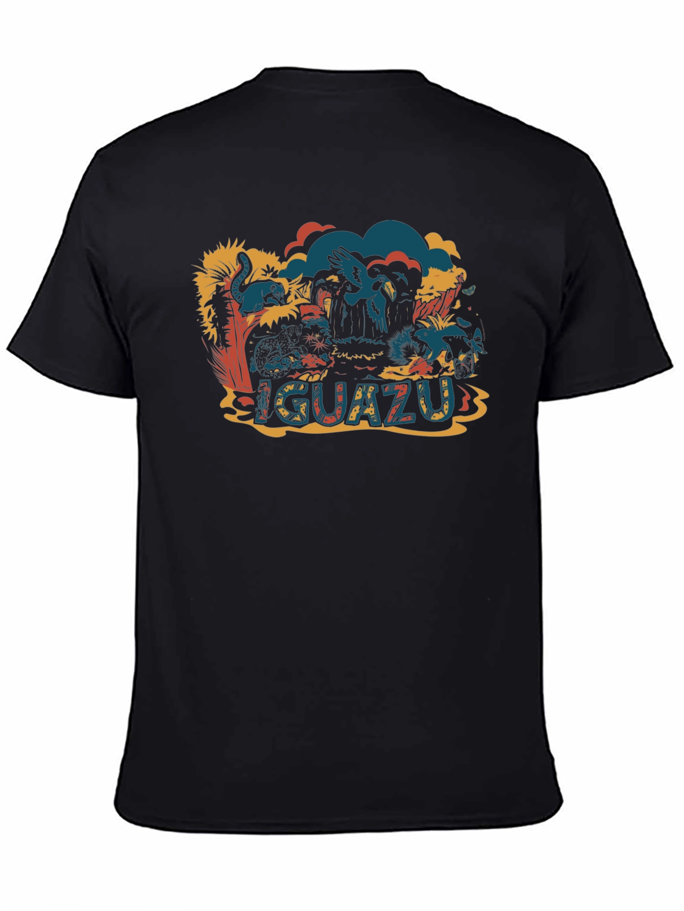 Iguazu Falls Black Graphic T-Shirt - Nature Adventure Tee