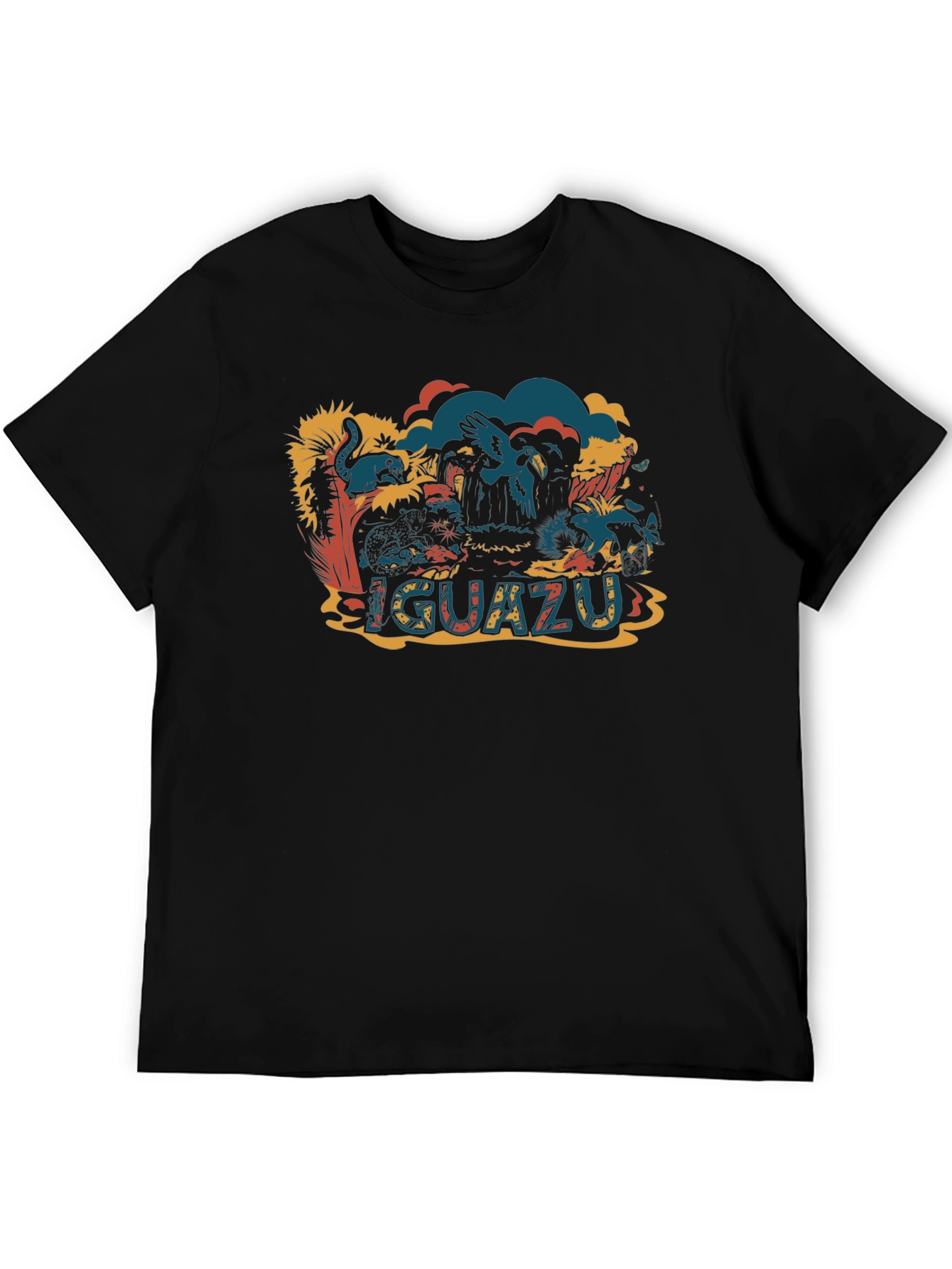 Iguazu Falls Black Graphic T-Shirt - Nature Adventure Tee
