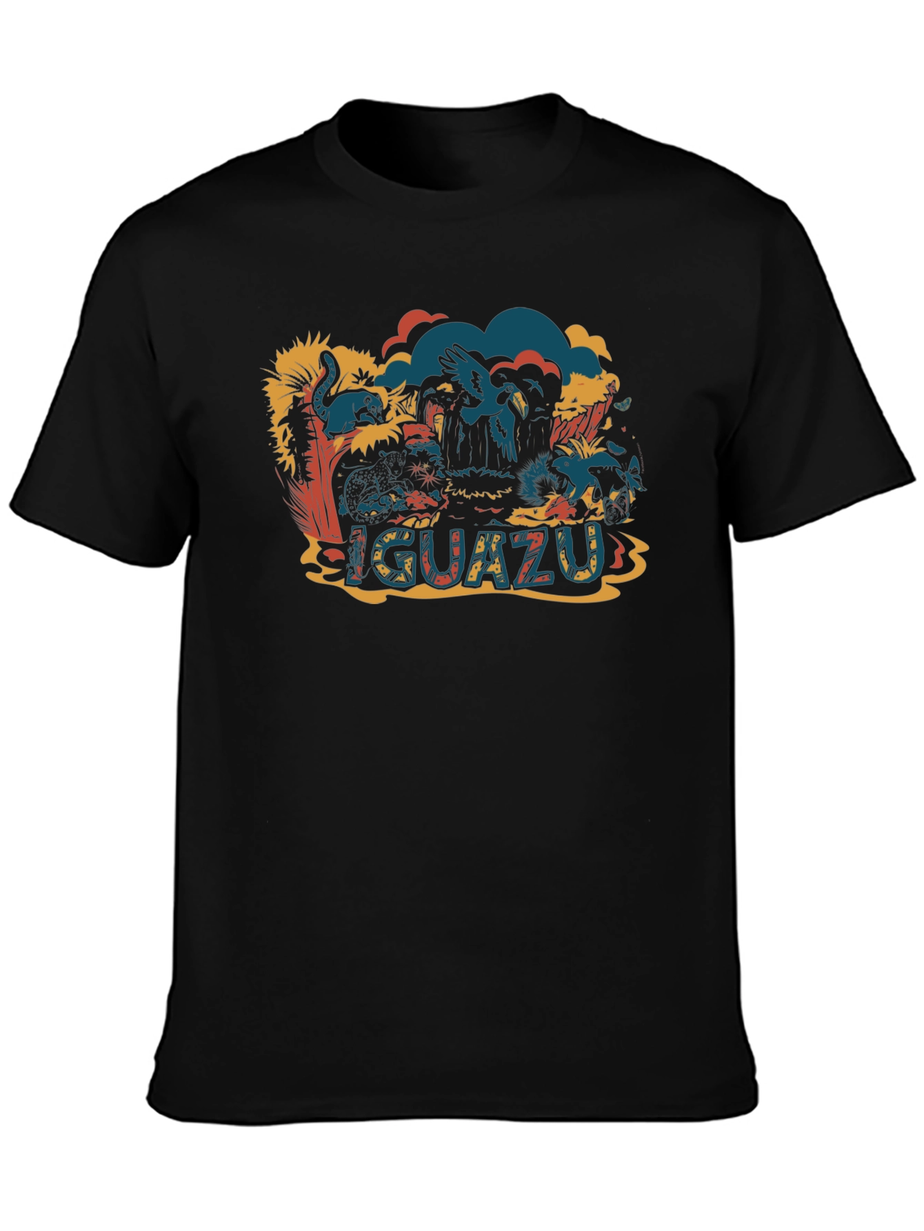 Iguazu Falls Black Graphic T-Shirt - Nature Adventure Tee