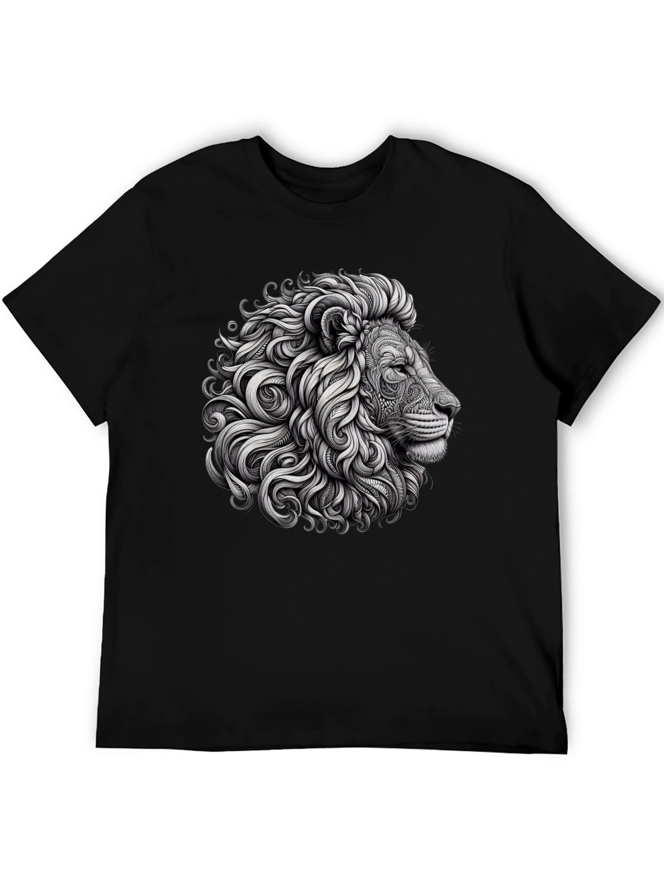 Lion Graphic Tee - Black Cotton T-Shirt
