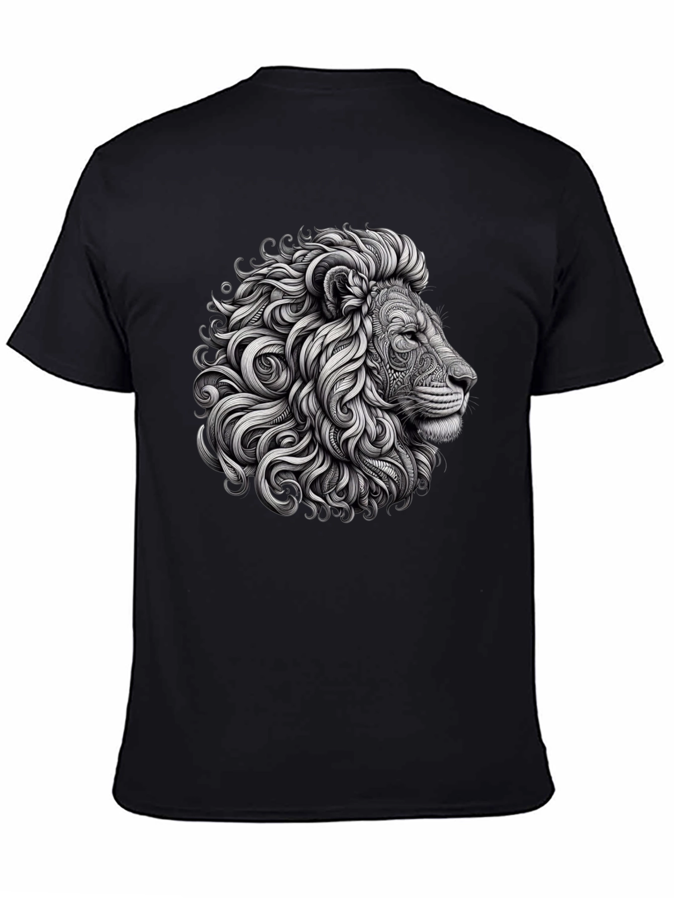 Lion Graphic Tee - Black Cotton T-Shirt