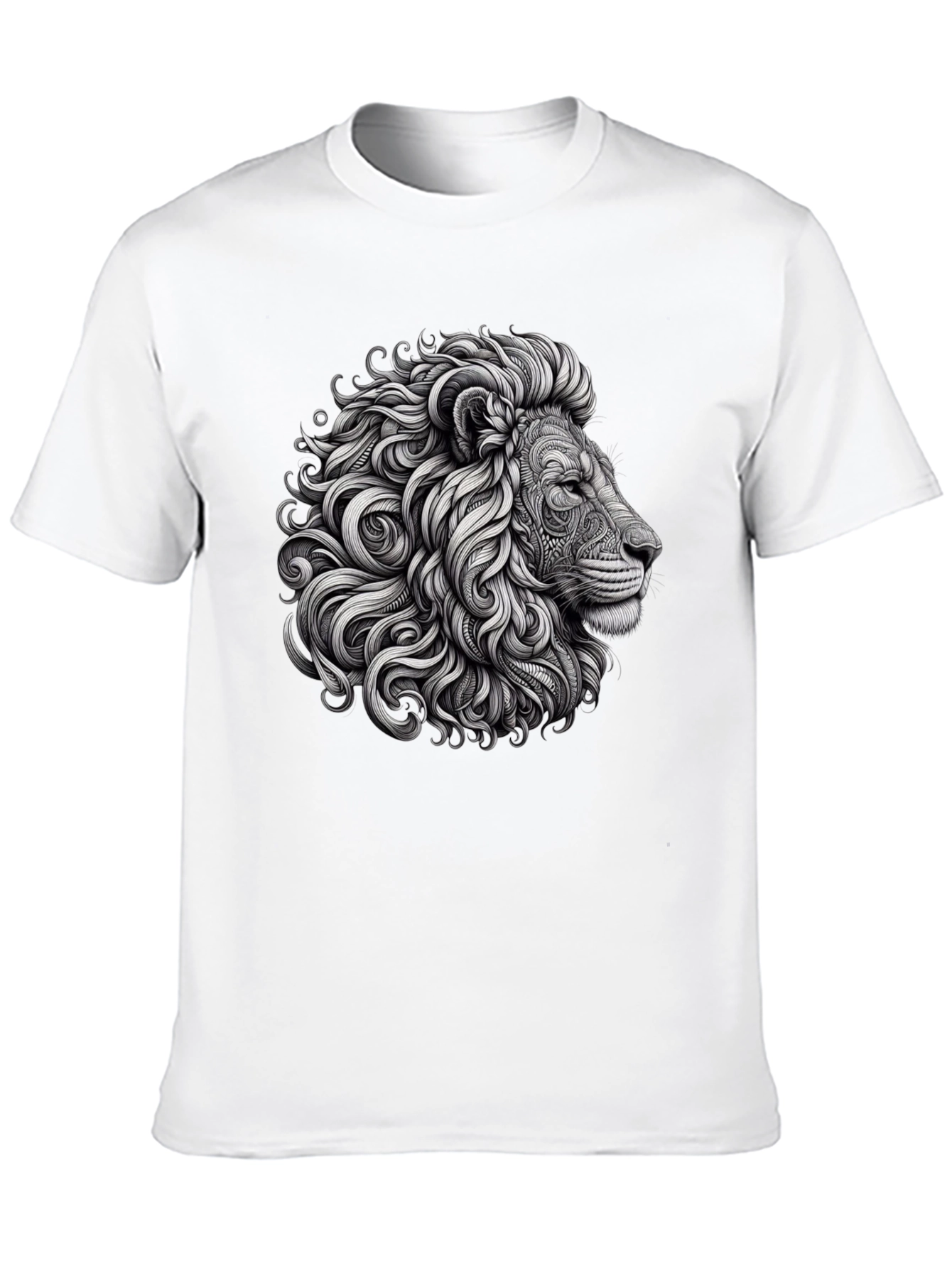 Lion Graphic Tee - Black Cotton T-Shirt