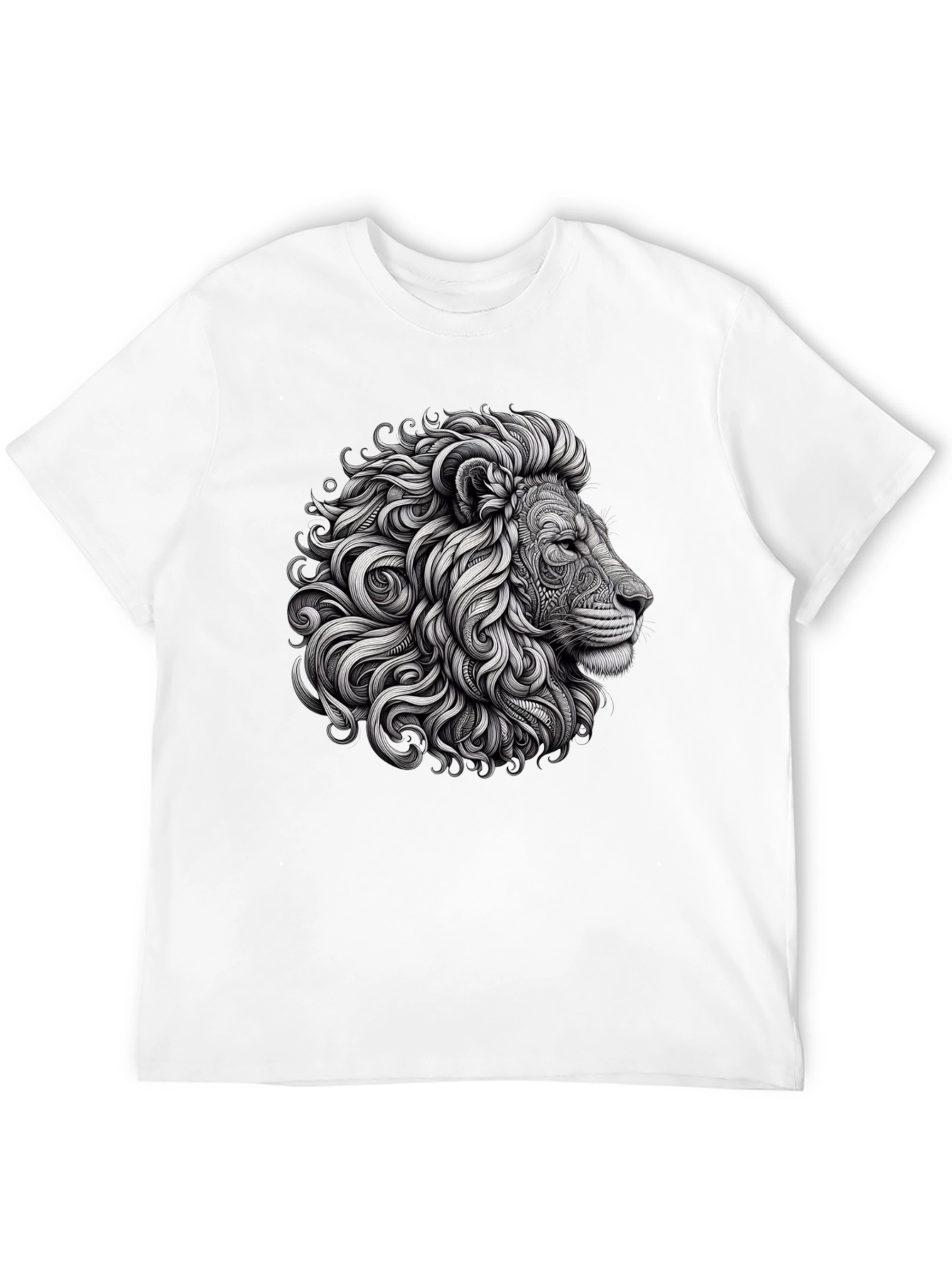 Lion Graphic Tee - Black Cotton T-Shirt