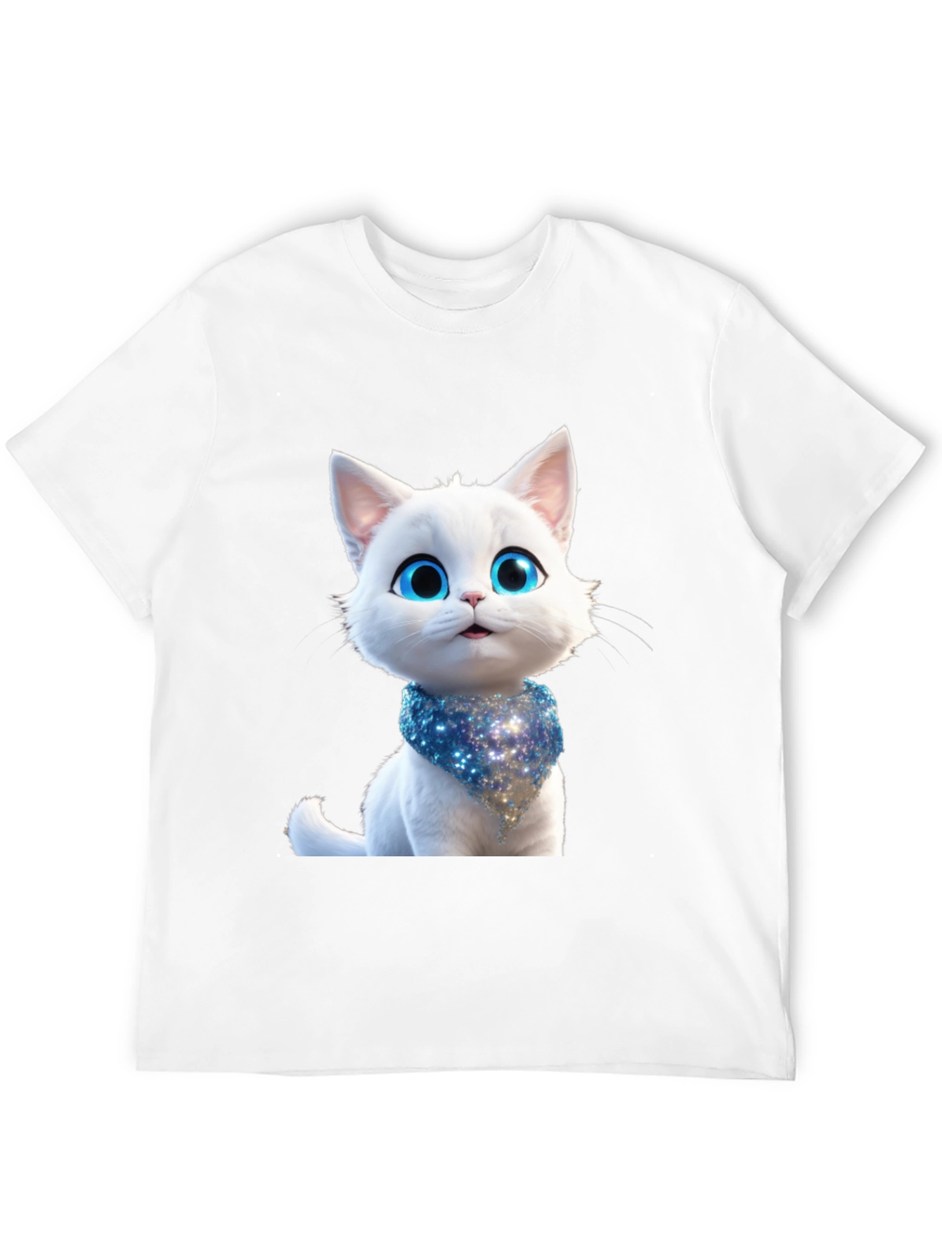 Cute Cartoon Cat Graphic Tee - Unisex Black T-Shirt