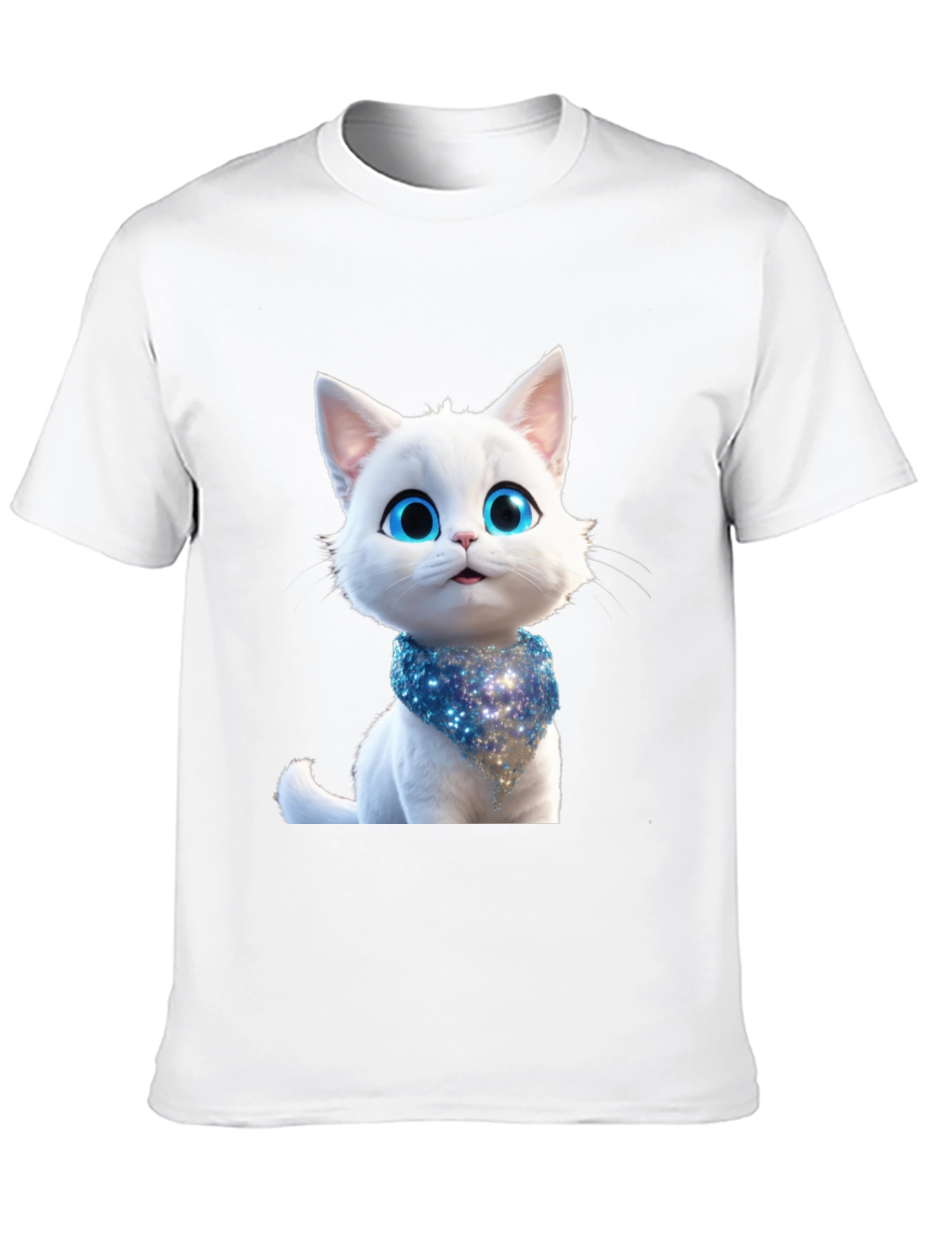 Cute Cartoon Cat Graphic Tee - Unisex Black T-Shirt