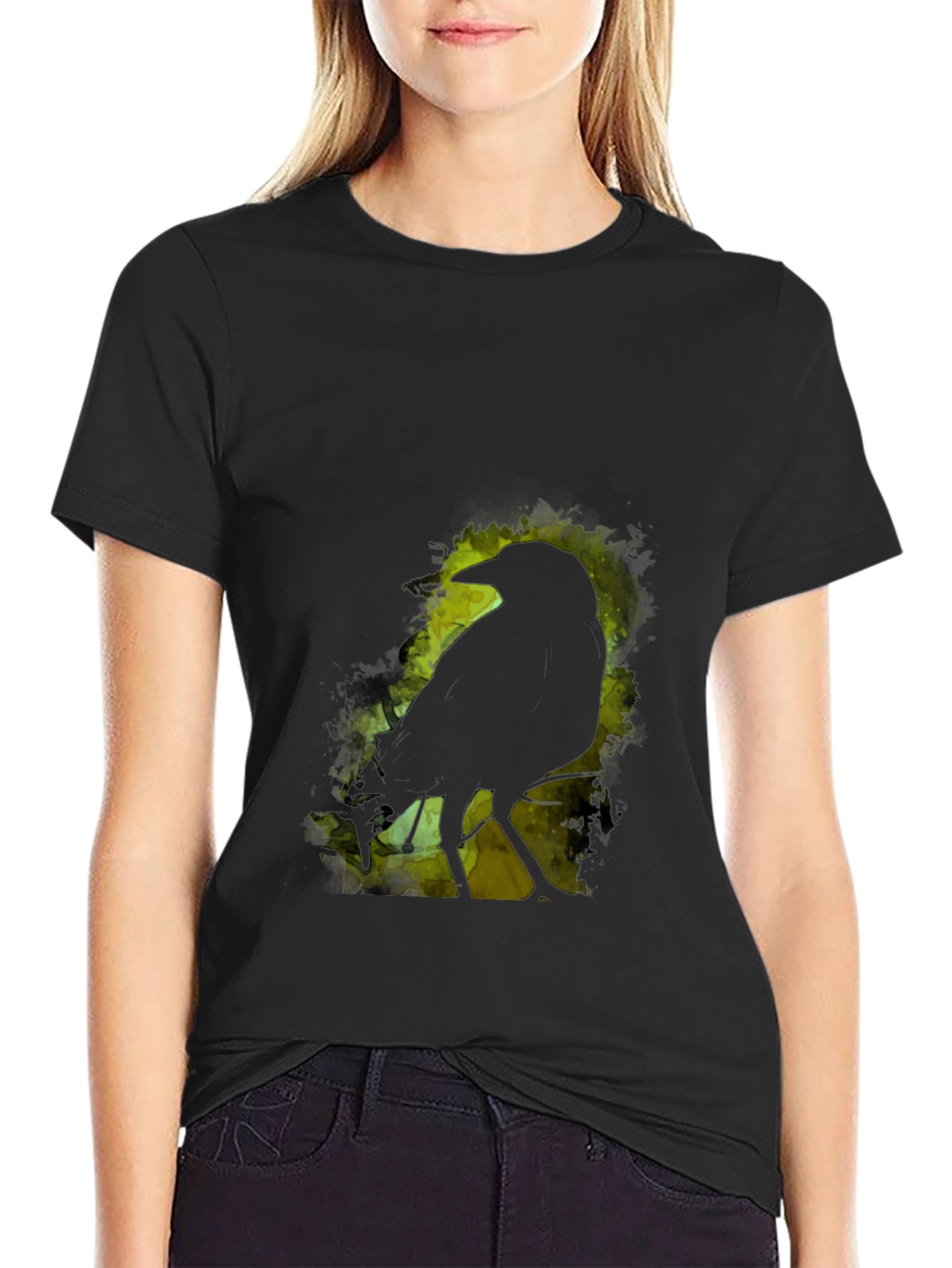 Raven Silhouette Graphic Black T-Shirt