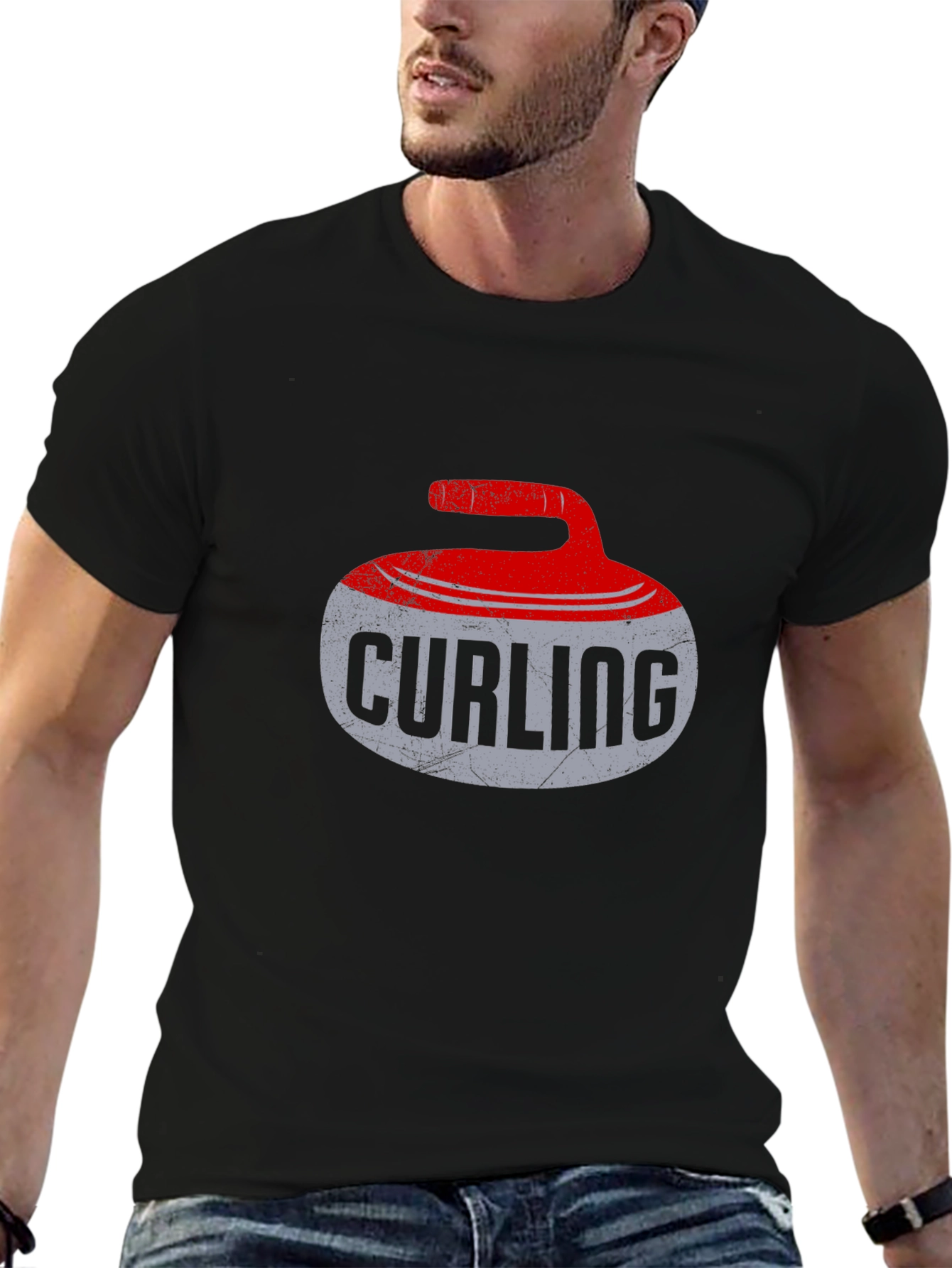 Curling Stone Graphic Tee - Sporty Casual Style