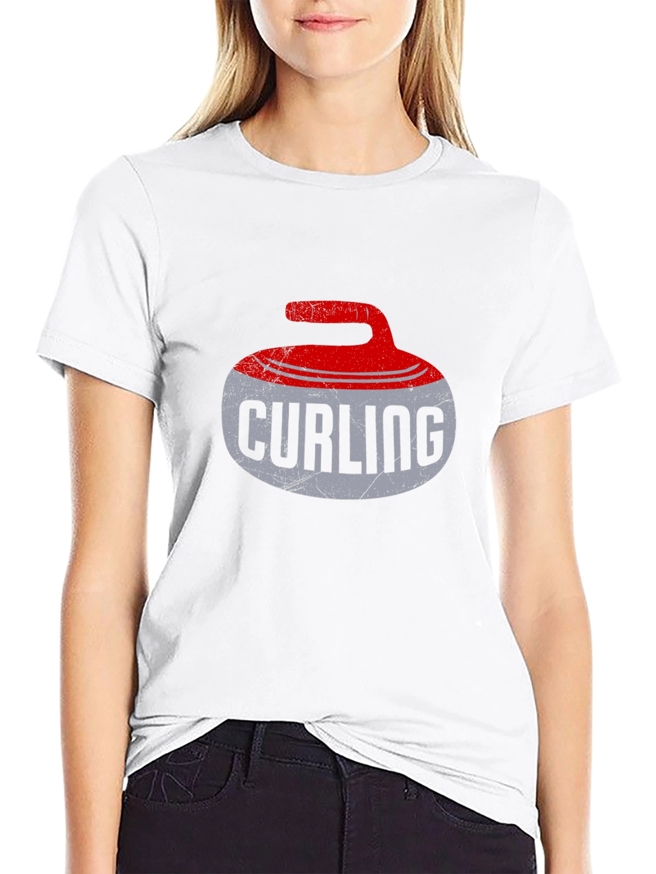 Curling Stone Graphic Tee - Sporty Casual Style