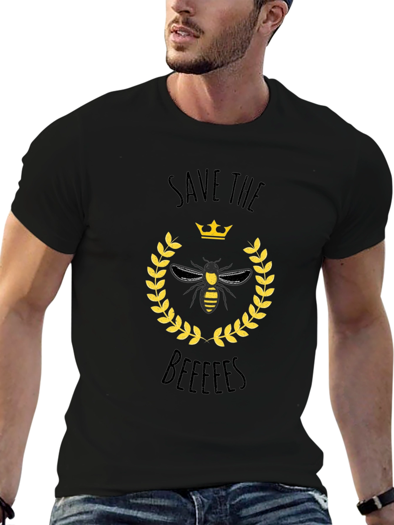 Save The Bees Graphic T-Shirt - Black Cotton Tee