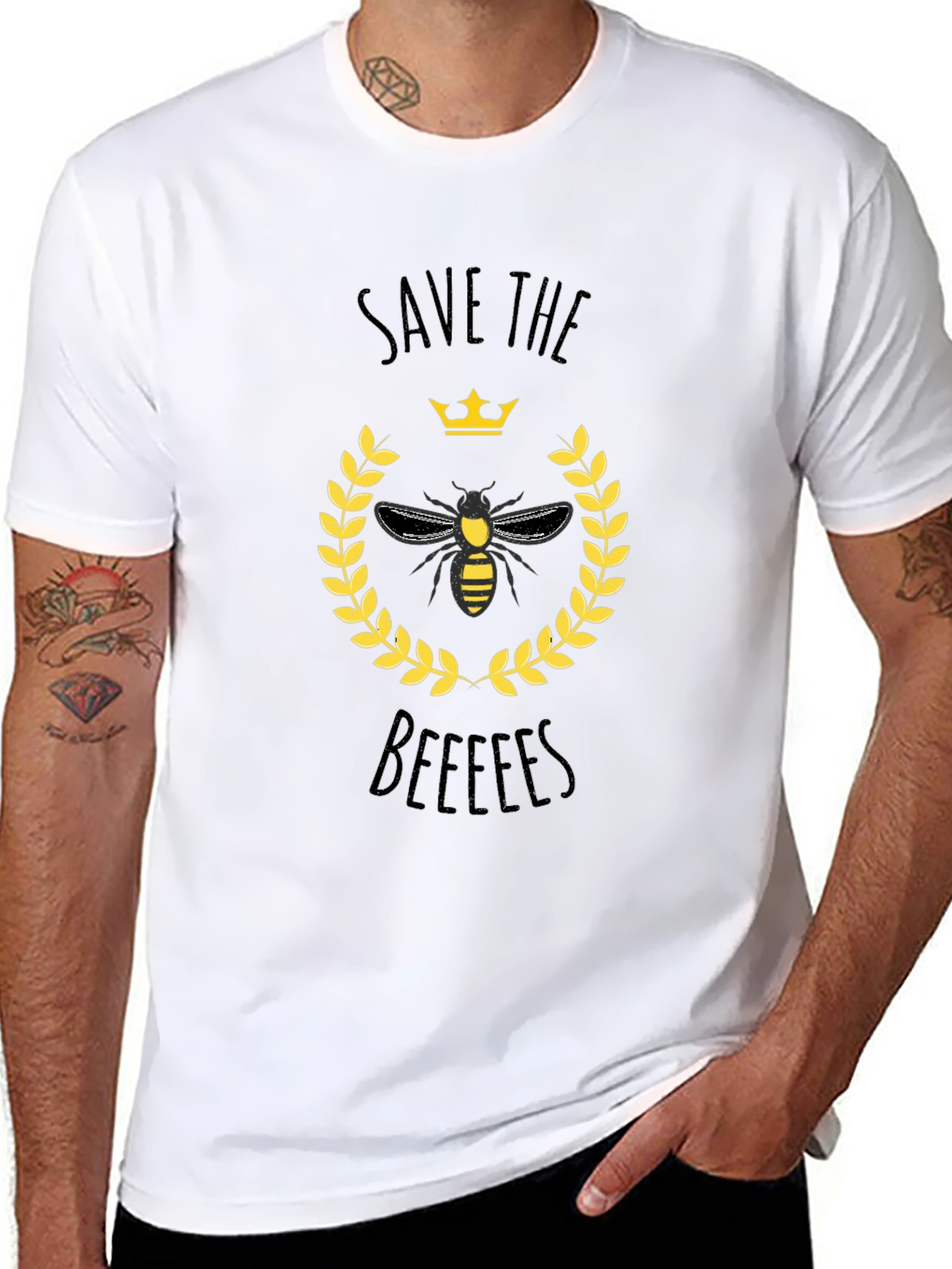 Save The Bees Graphic T-Shirt - Black Cotton Tee