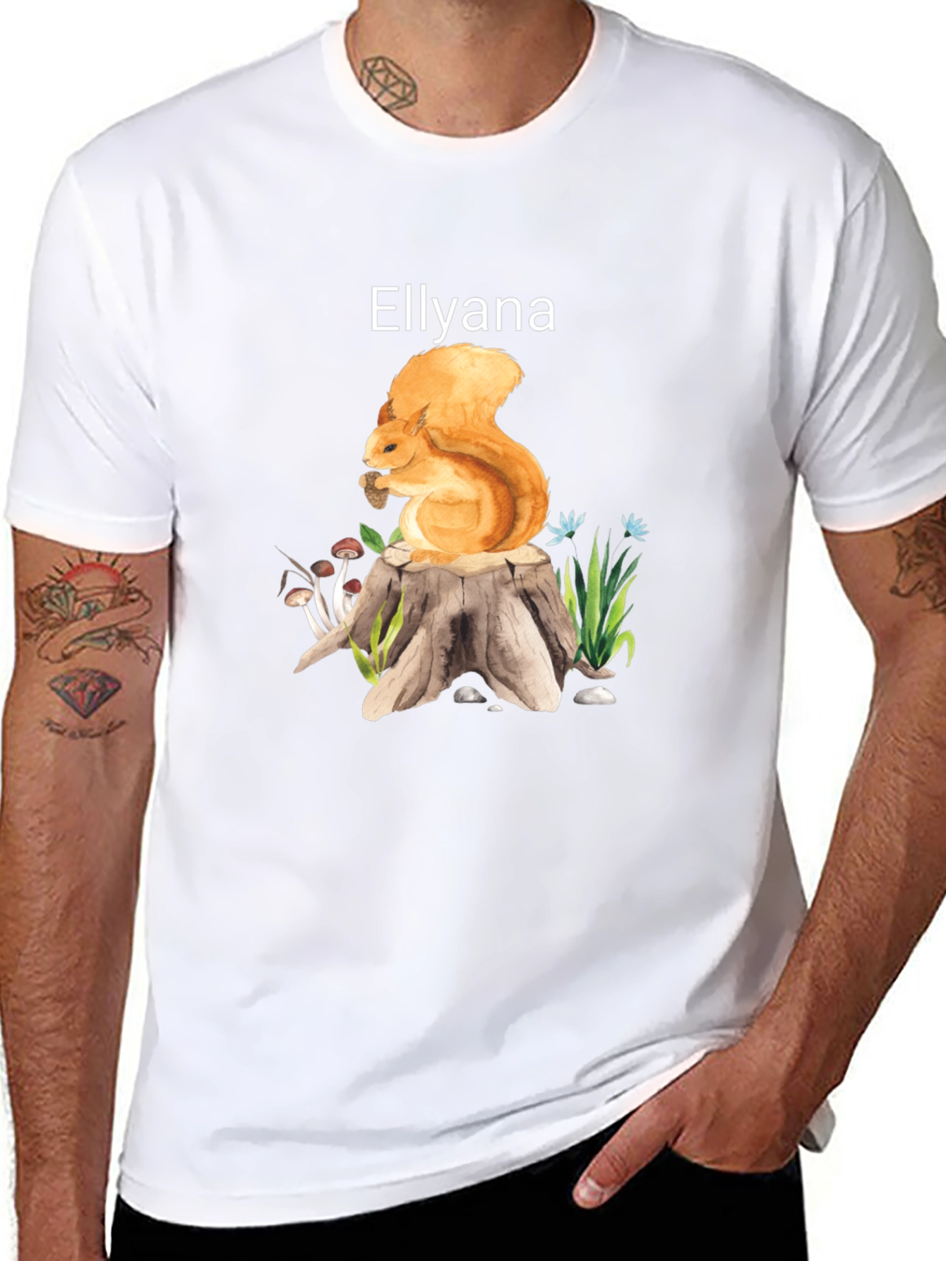 Squirrel Stump Tee - Ellyana Wildlife Black Shirt