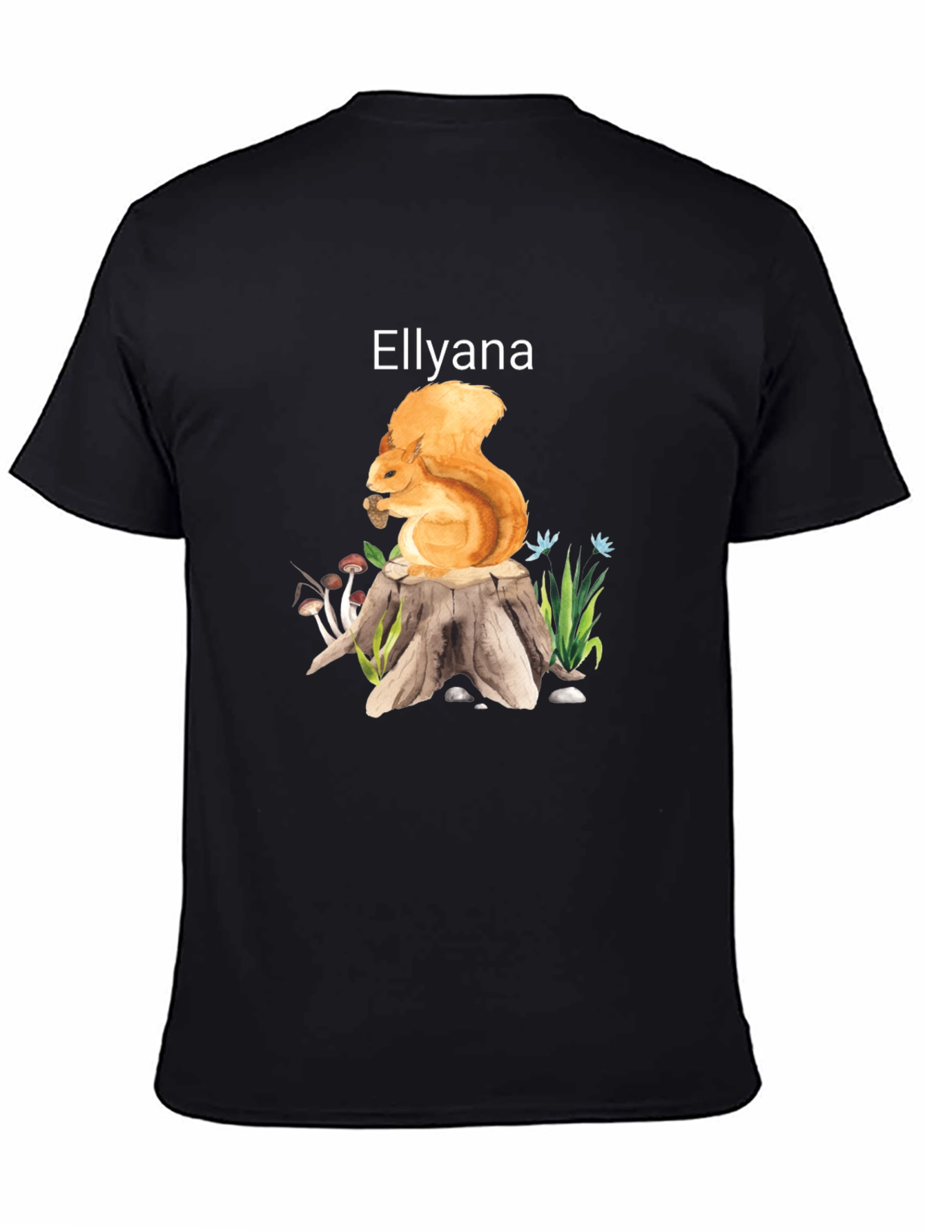 Squirrel Stump Tee - Ellyana Wildlife Black Shirt