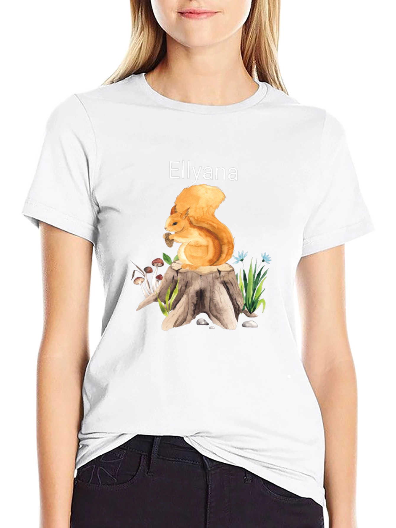 Squirrel Stump Tee - Ellyana Wildlife Black Shirt