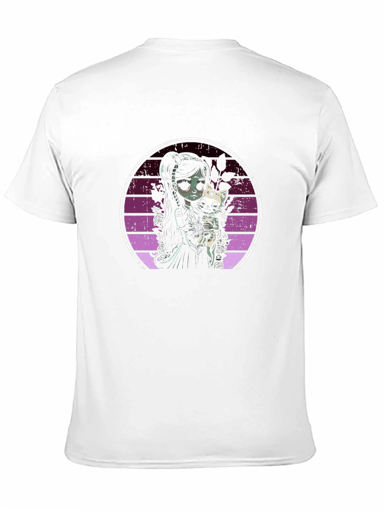 Gothic Girl & Cat T-Shirt - Dark Aesthetic Tee