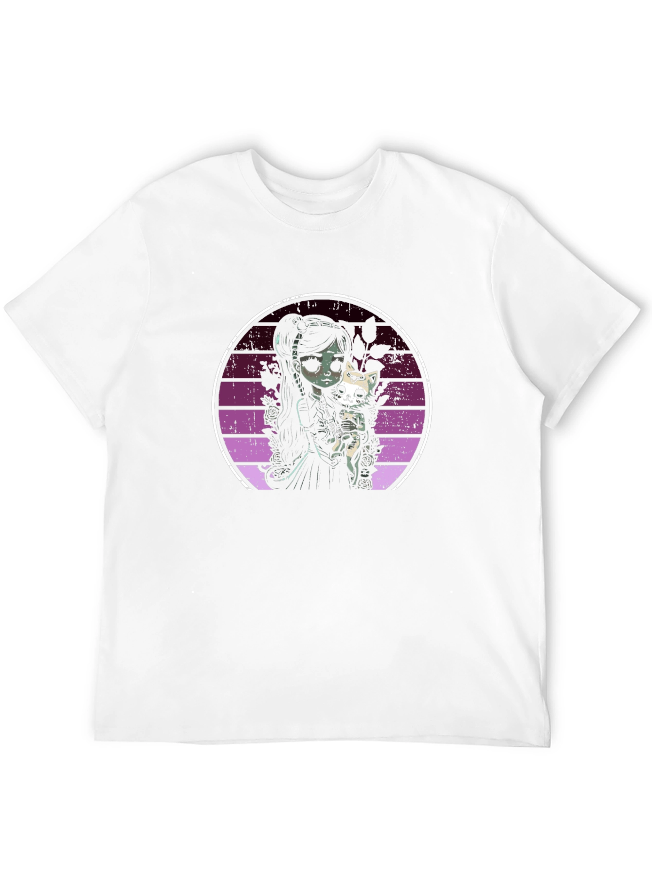 Gothic Girl & Cat T-Shirt - Dark Aesthetic Tee