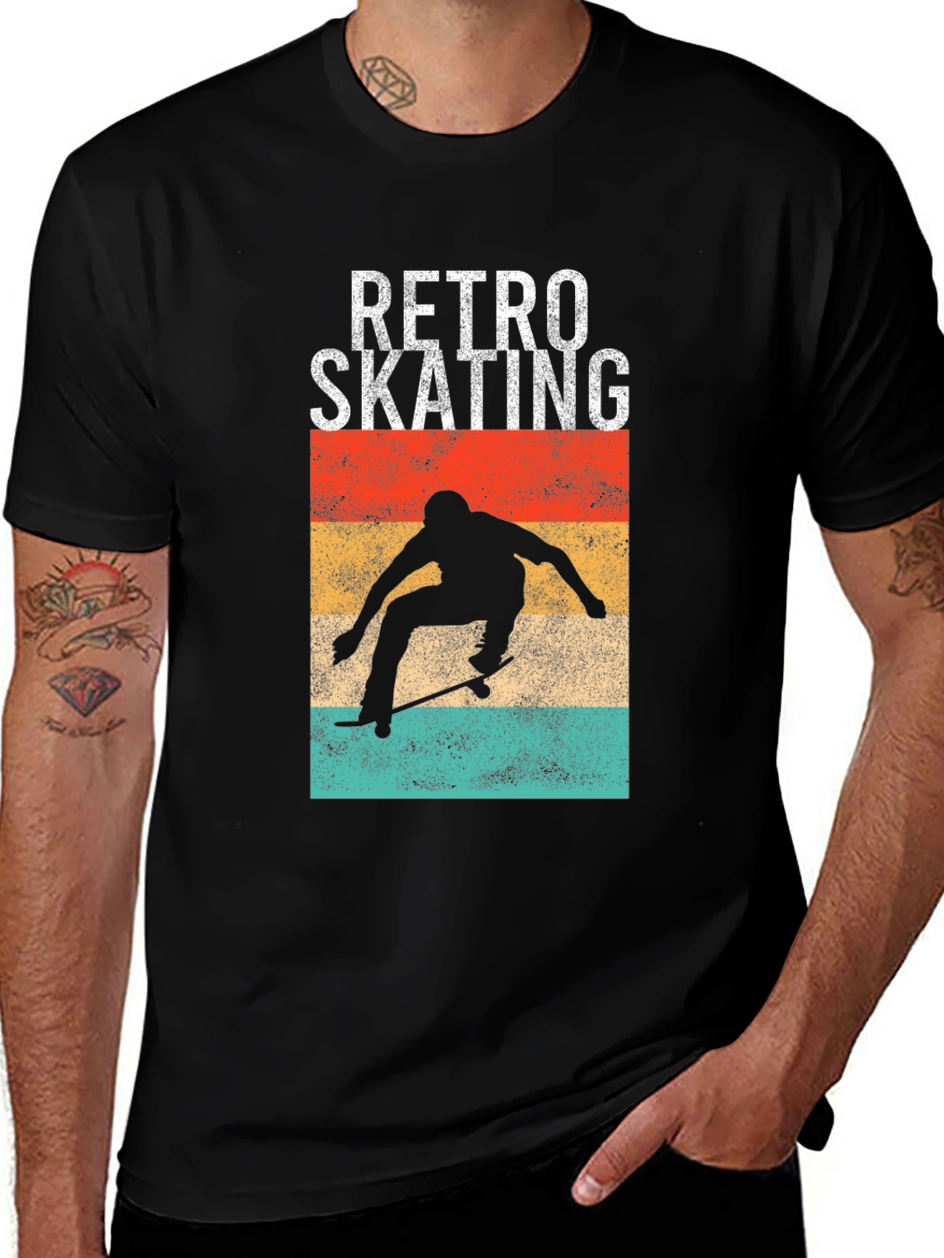 Retro Skating Graphic Tee - Black