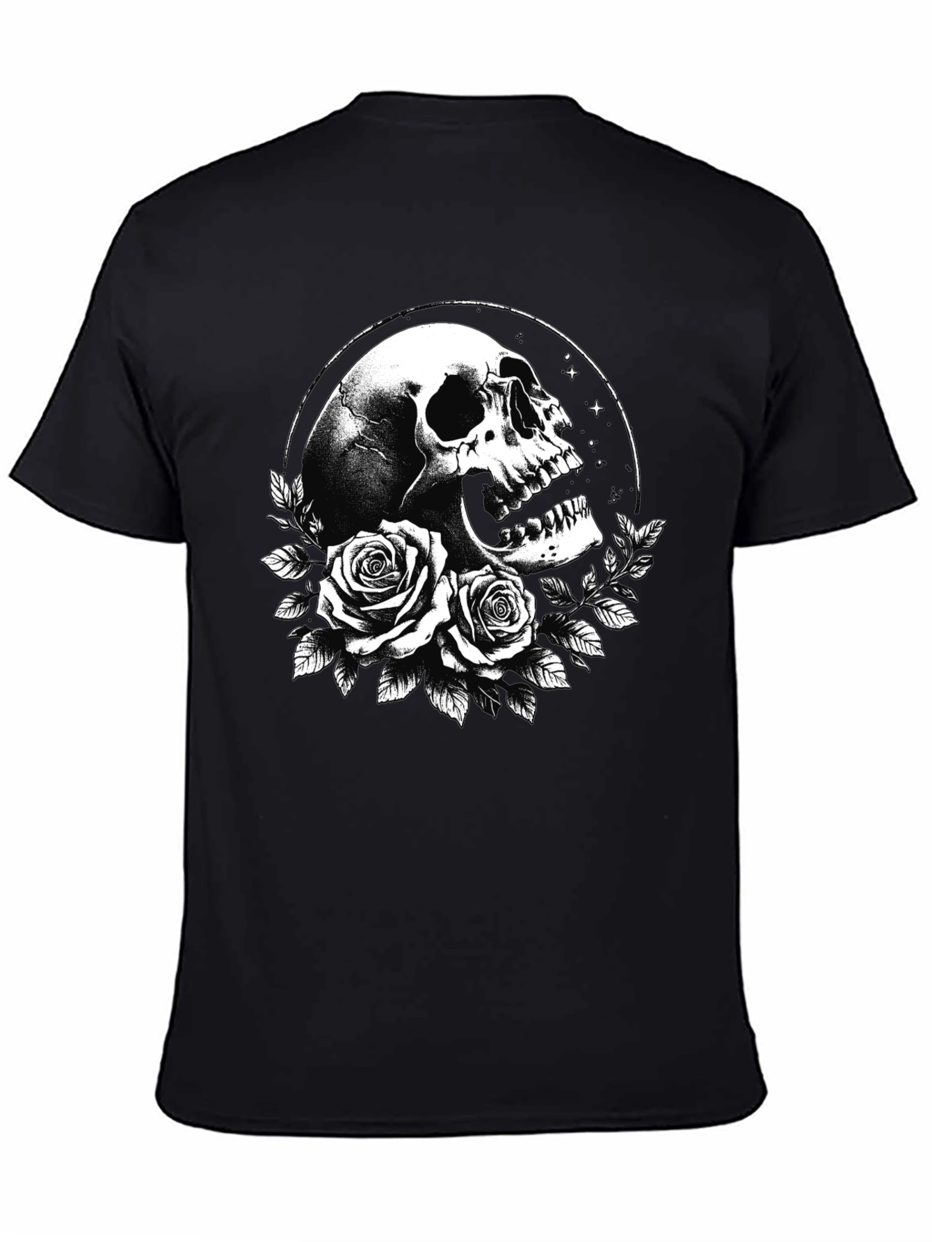 Skull & Roses Graphic T-Shirt - Black