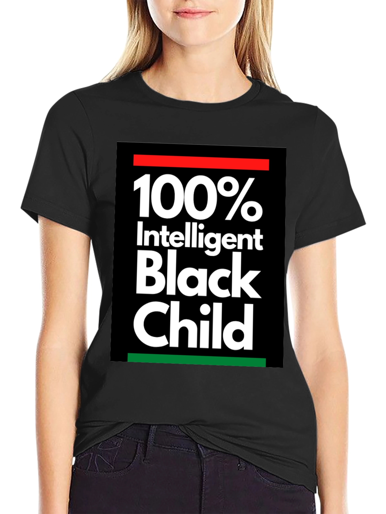 100% Intelligent Black Child Graphic Tee