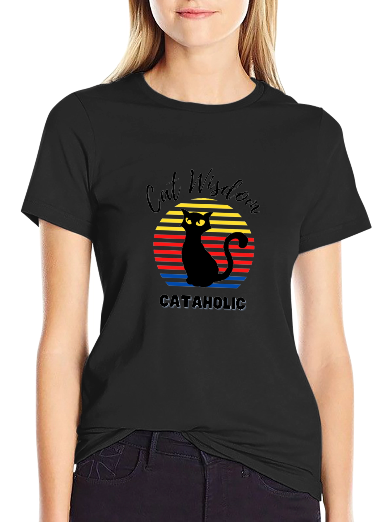 Cat Wisdom Graphic Tee - Retro Cataholic T-Shirt
