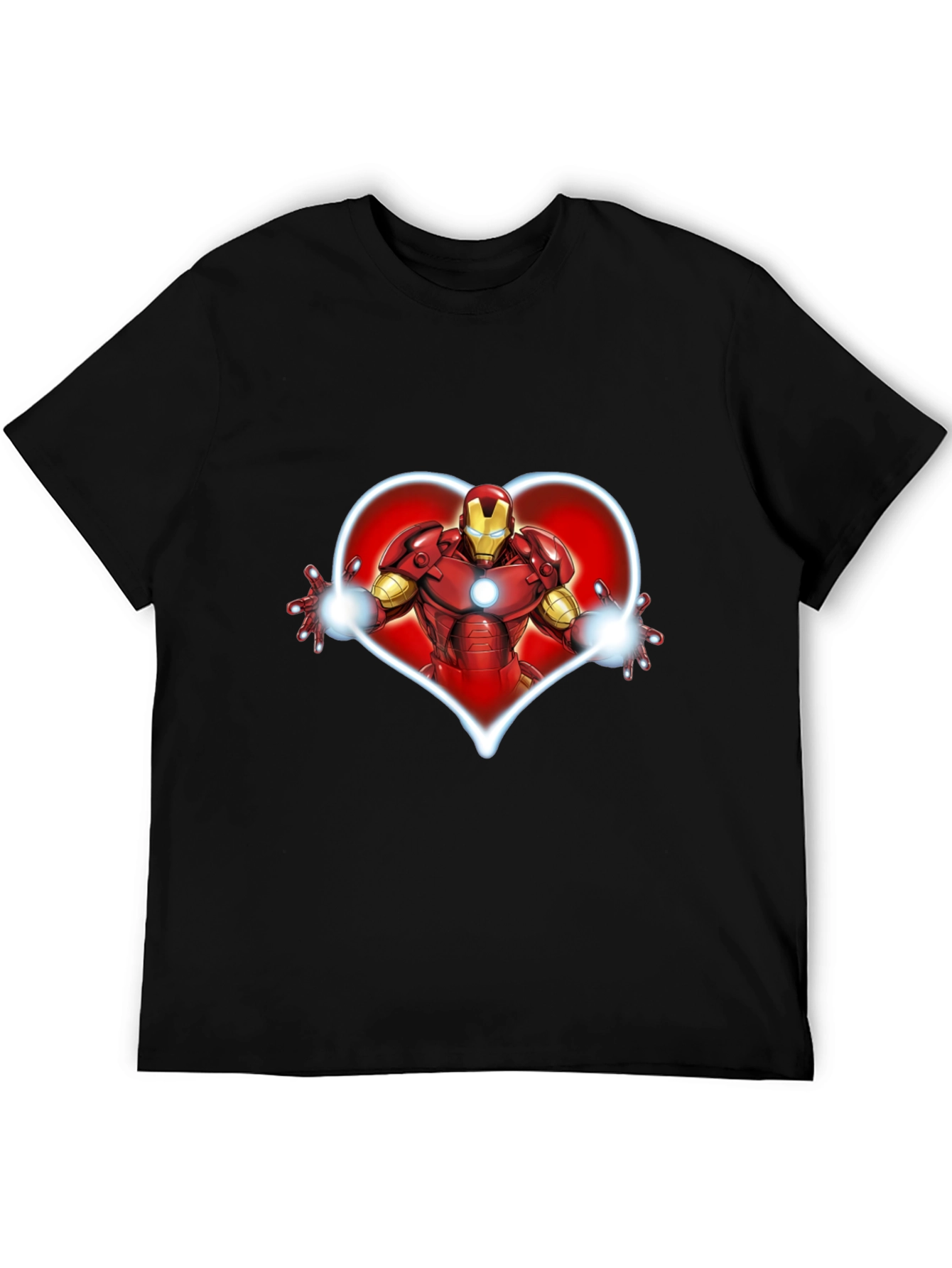 Iron Man Heart Graphic Black T-Shirt