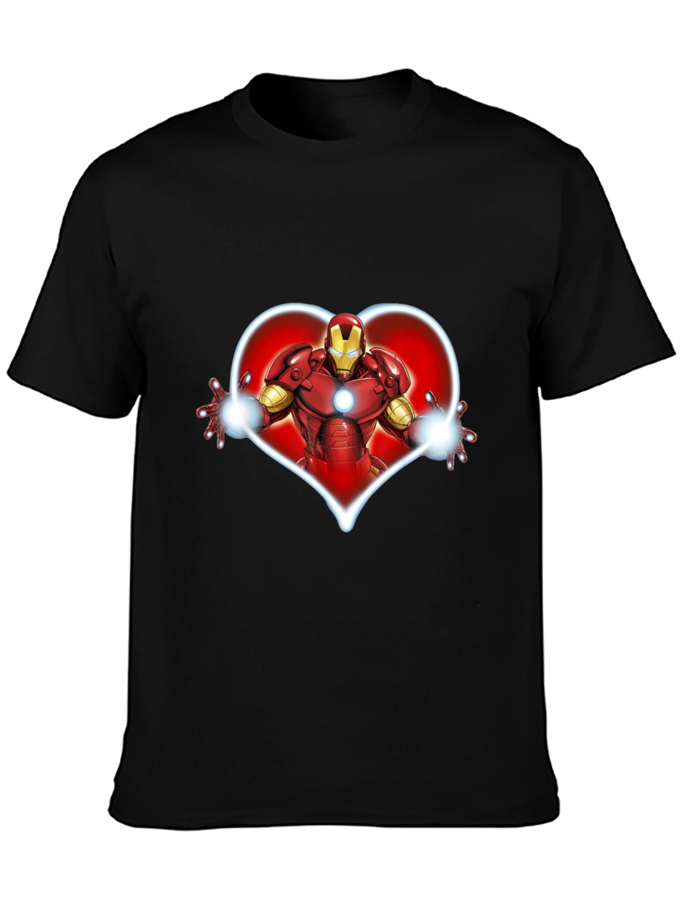 Iron Man Heart Graphic Black T-Shirt