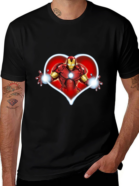 Iron Man Heart Graphic Black T-Shirt