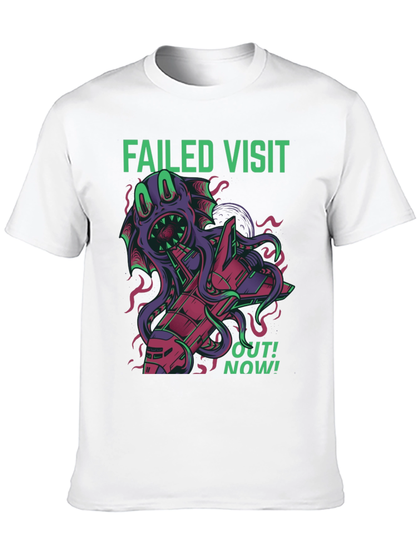Failed Visit Graphic Tee - Sci-Fi Alien Octopus T-Shirt