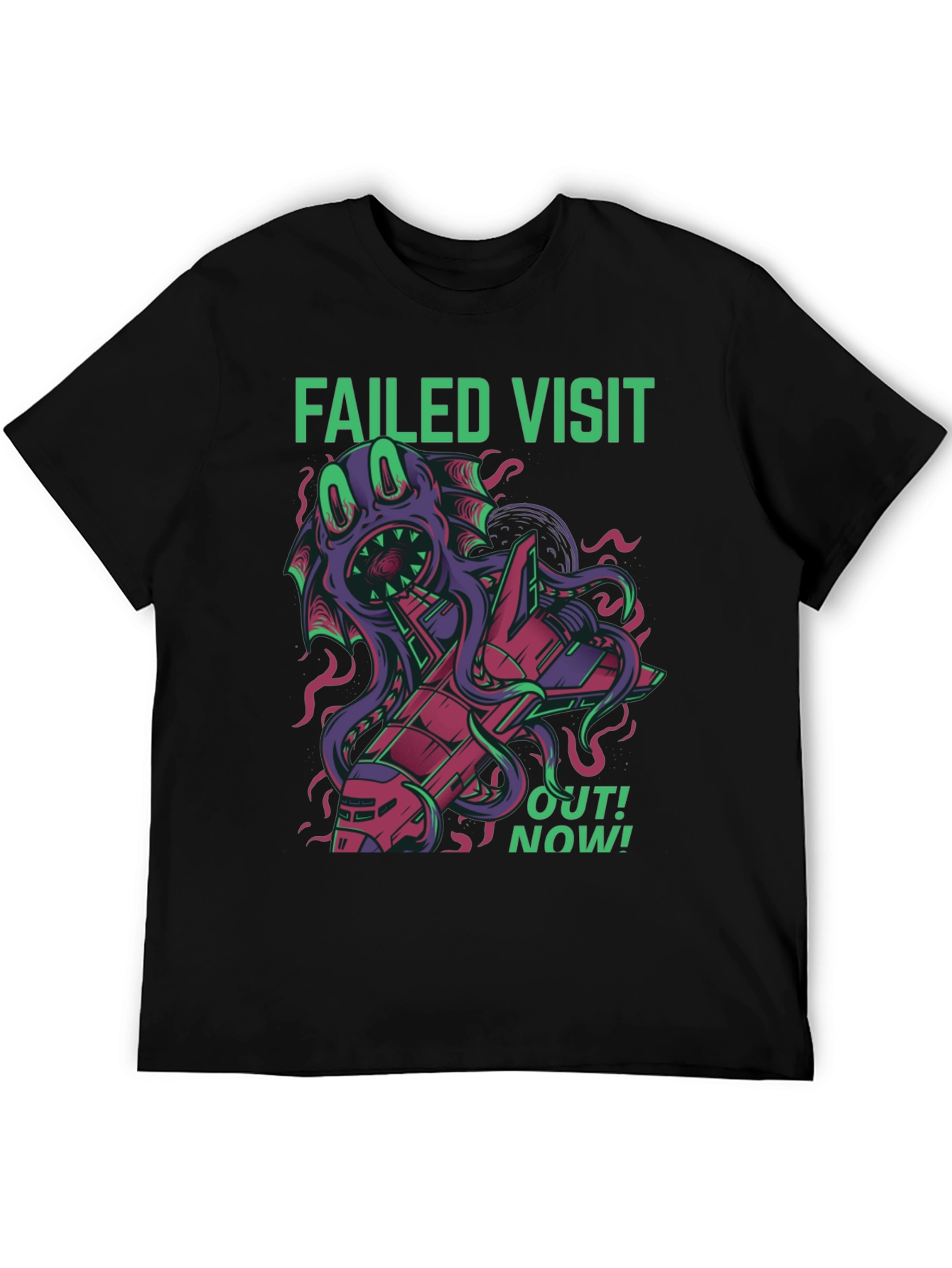Failed Visit Graphic Tee - Sci-Fi Alien Octopus T-Shirt