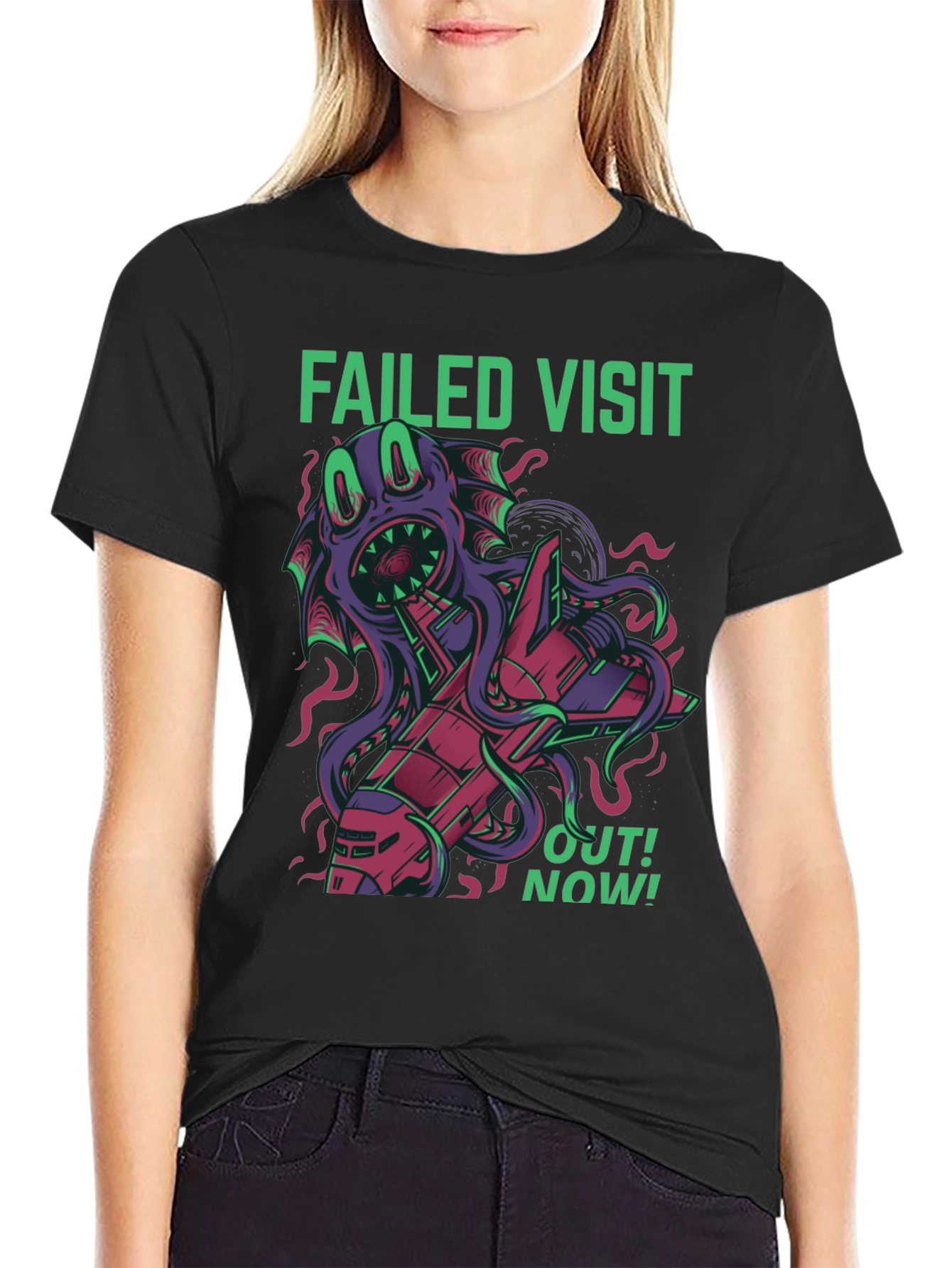 Failed Visit Graphic Tee - Sci-Fi Alien Octopus T-Shirt