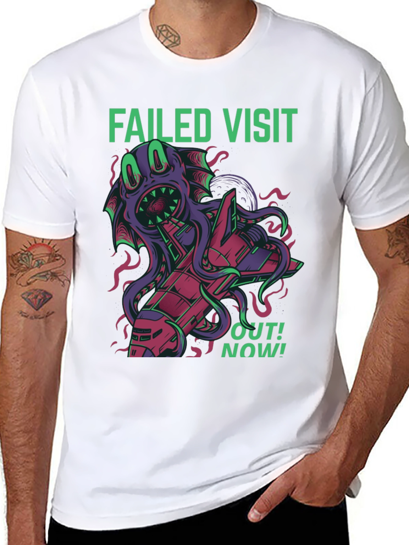 Failed Visit Graphic Tee - Sci-Fi Alien Octopus T-Shirt