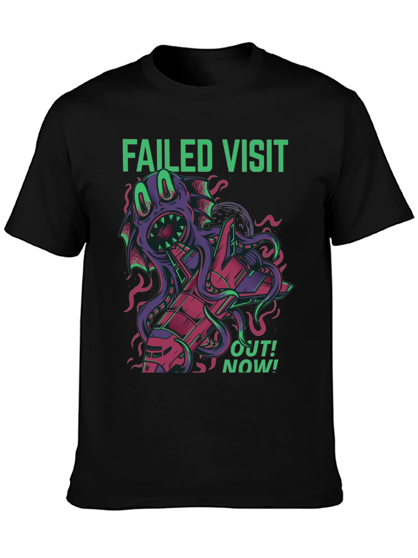 Failed Visit Graphic Tee - Sci-Fi Alien Octopus T-Shirt