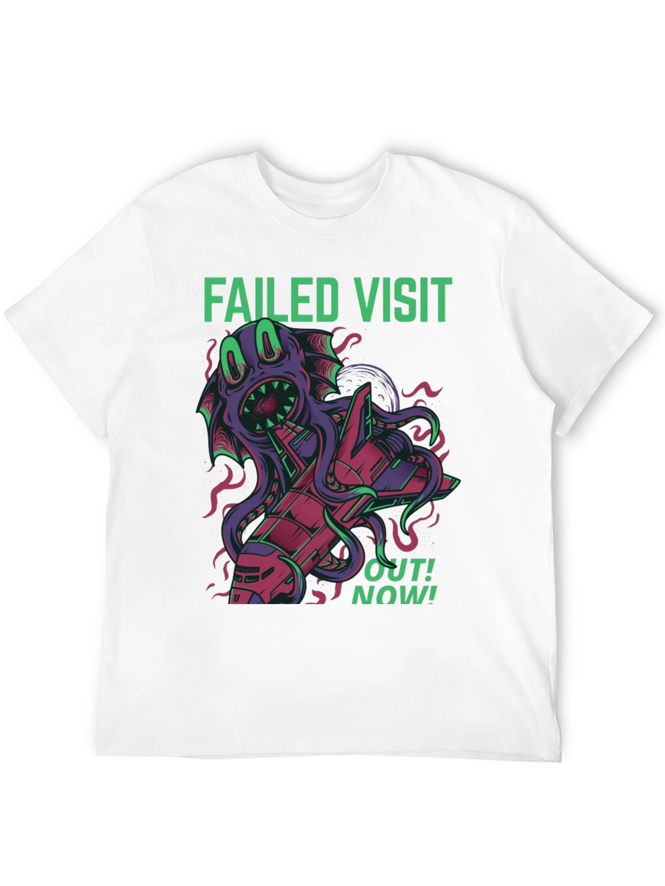 Failed Visit Graphic Tee - Sci-Fi Alien Octopus T-Shirt