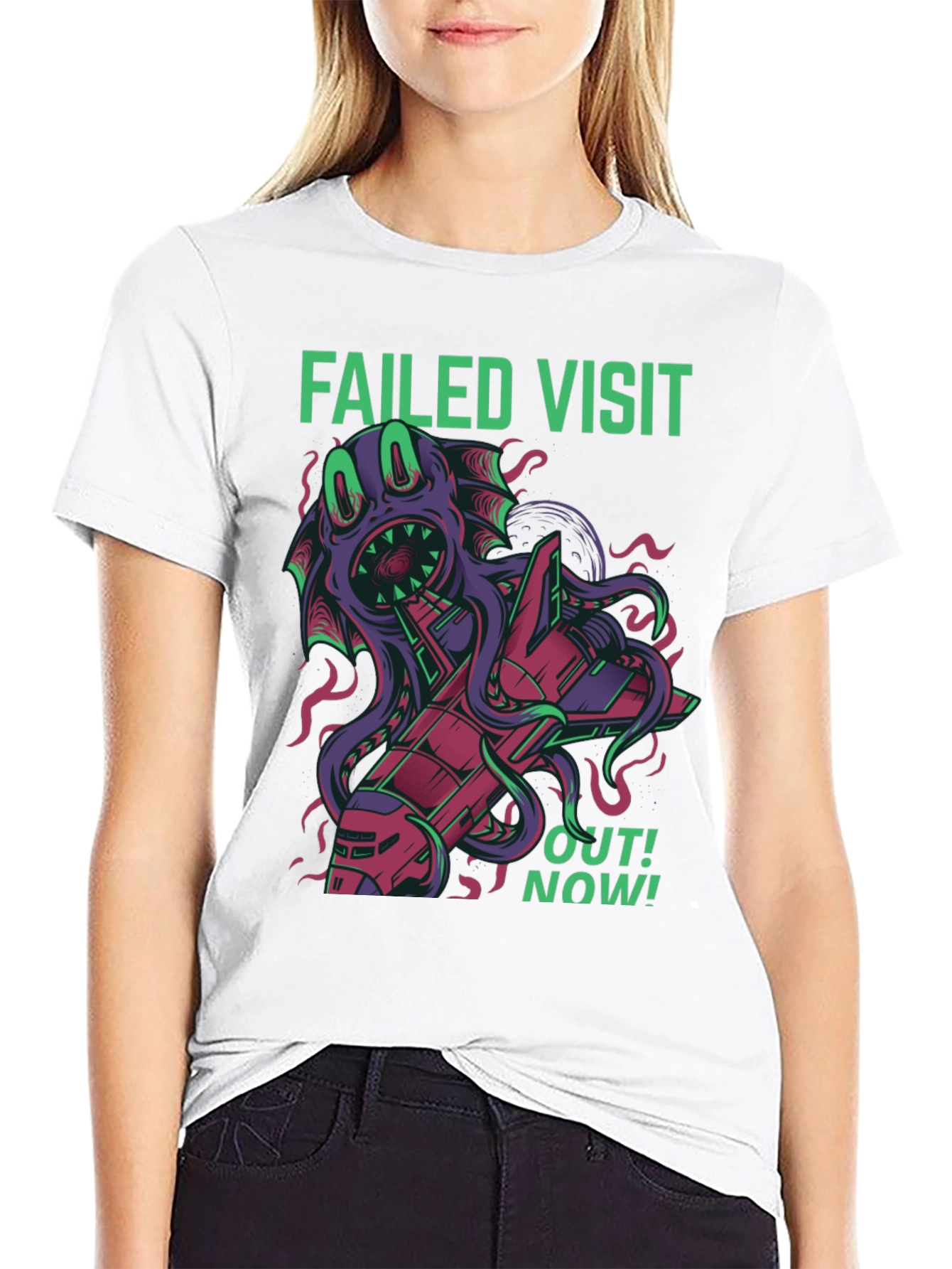 Failed Visit Graphic Tee - Sci-Fi Alien Octopus T-Shirt