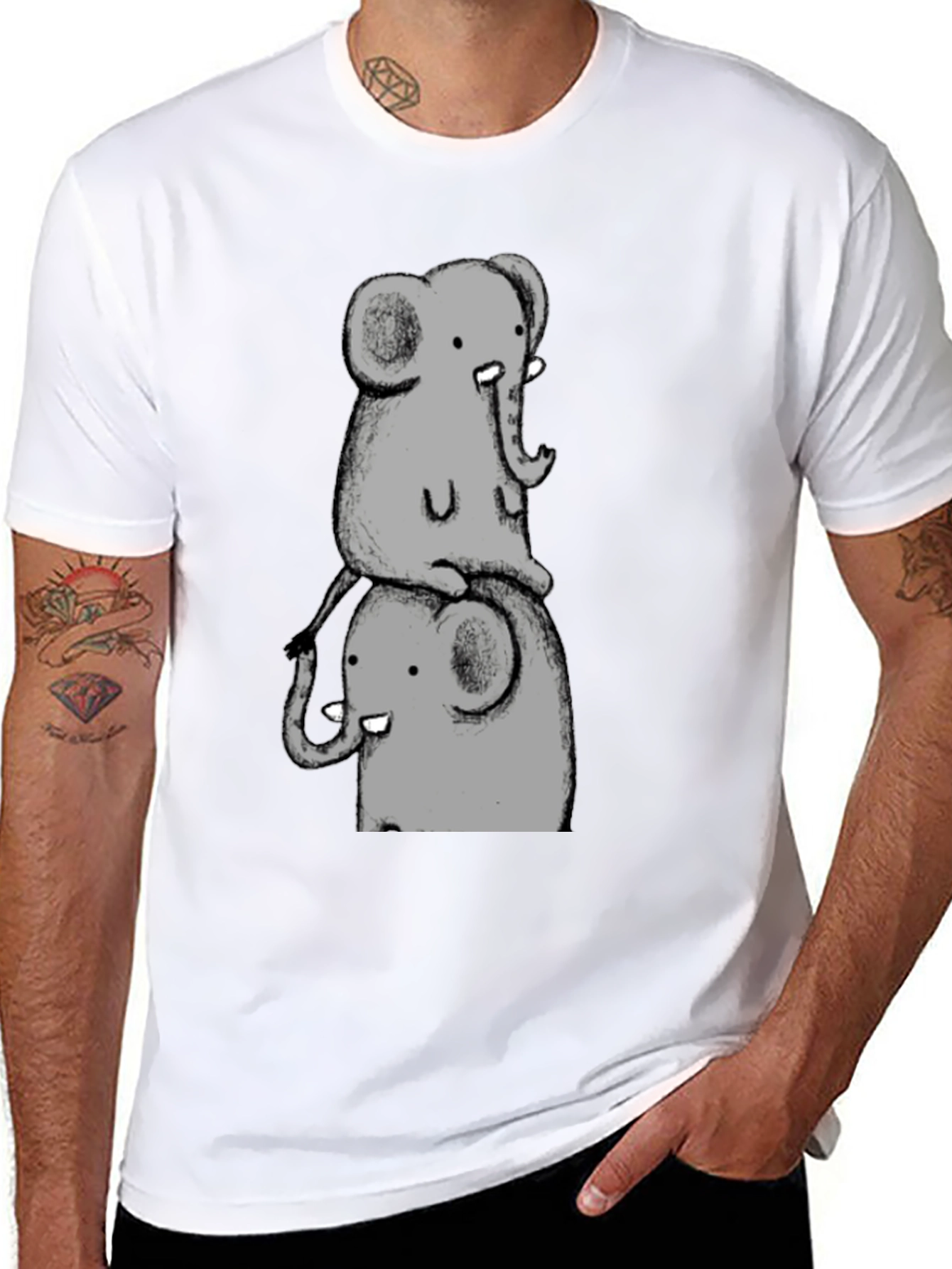 Elephant Stack Black T-Shirt