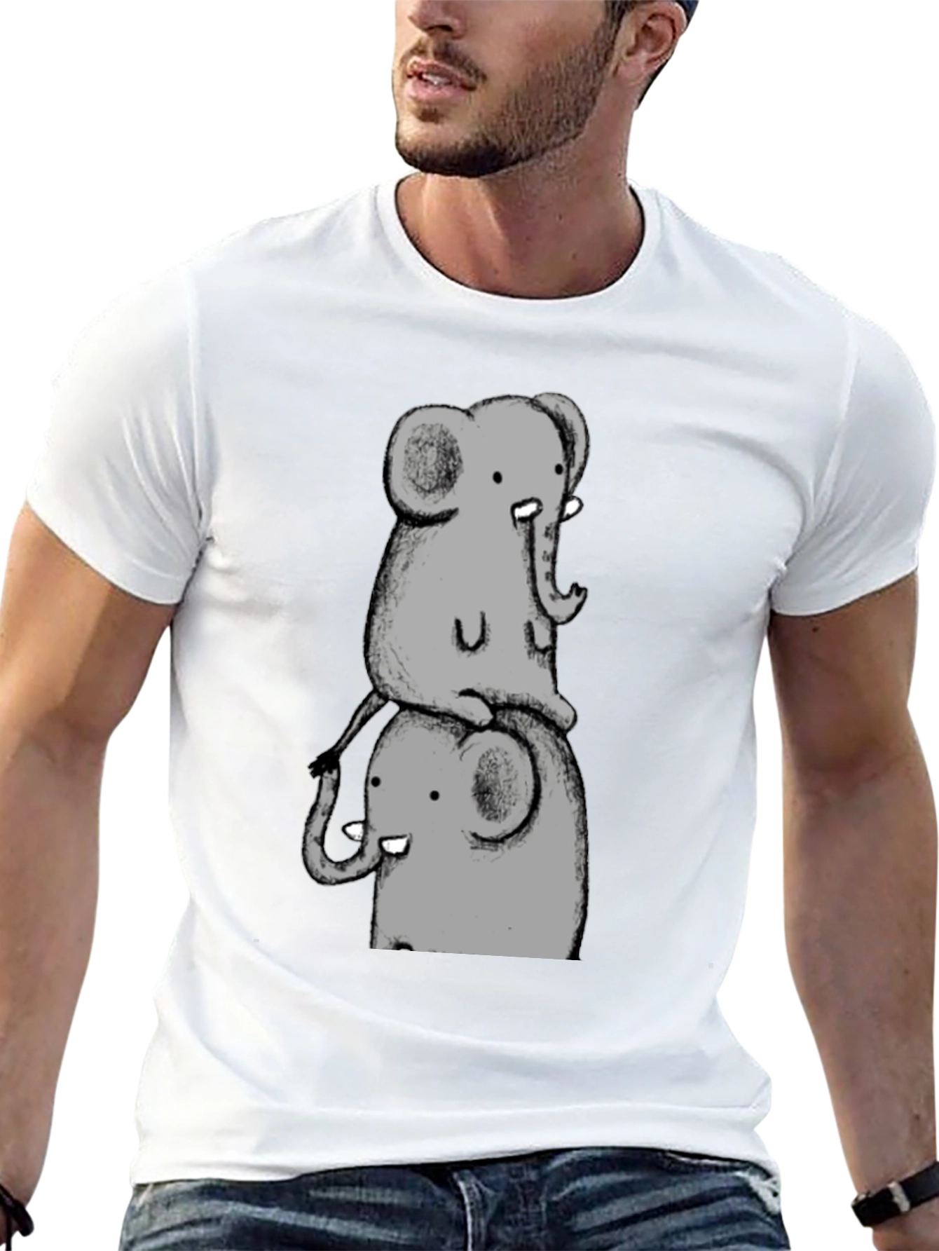 Elephant Stack Black T-Shirt