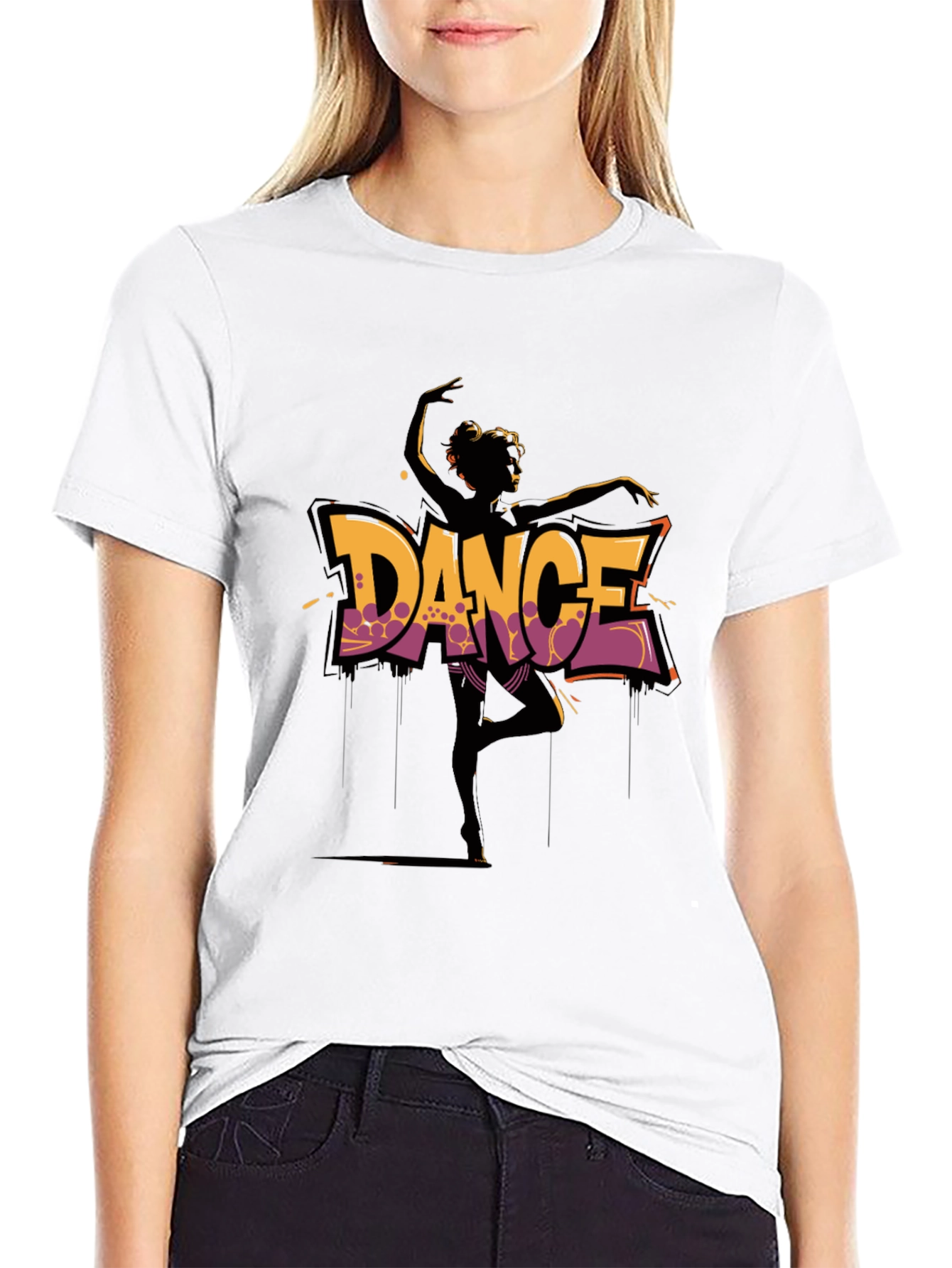 Dance Silhouette Graphic Black T-Shirt