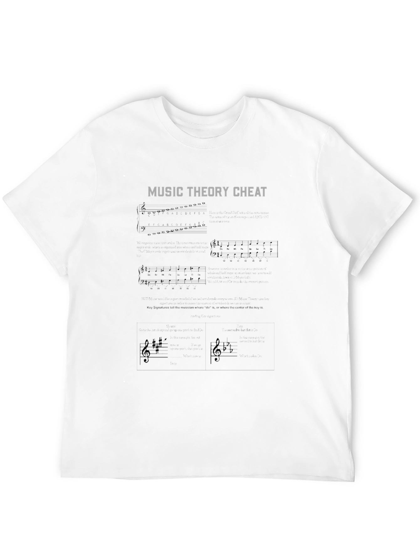 Music Theory Cheat Sheet Black T-Shirt